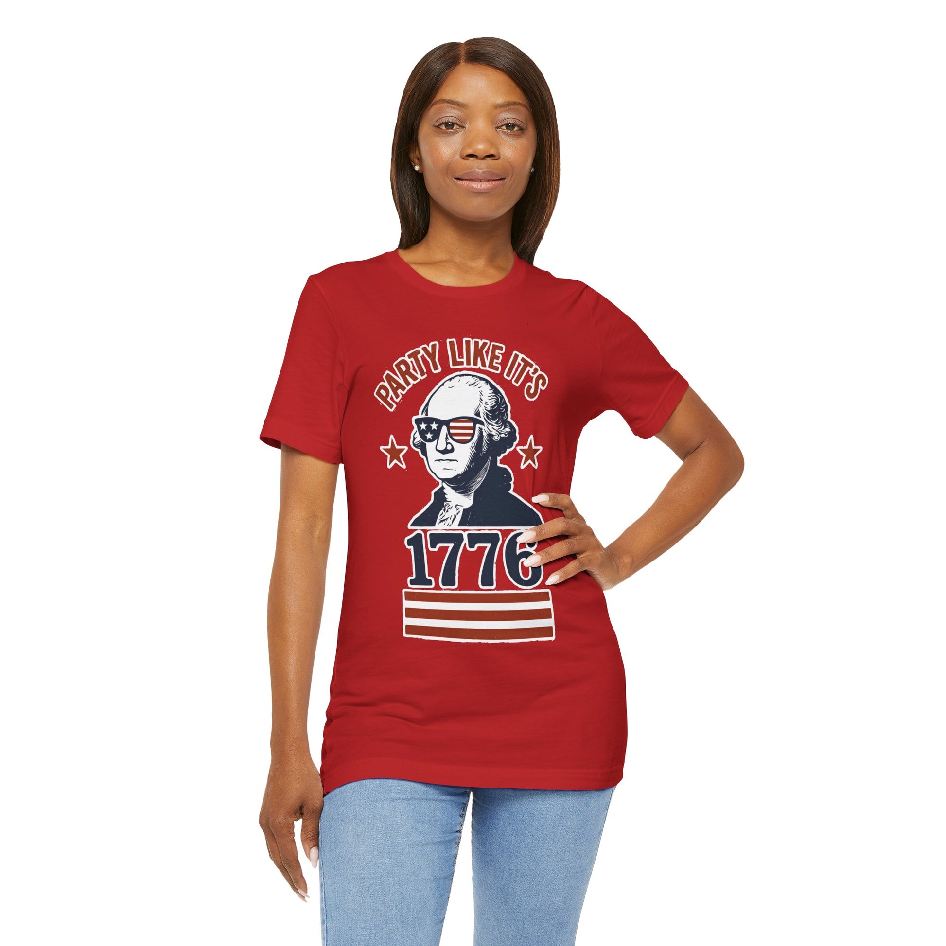 Party Like It's 1776 T-Shirt – Funny 4th of July Tee with George Washington Graphic - WhimSpin - https://whimspin.com