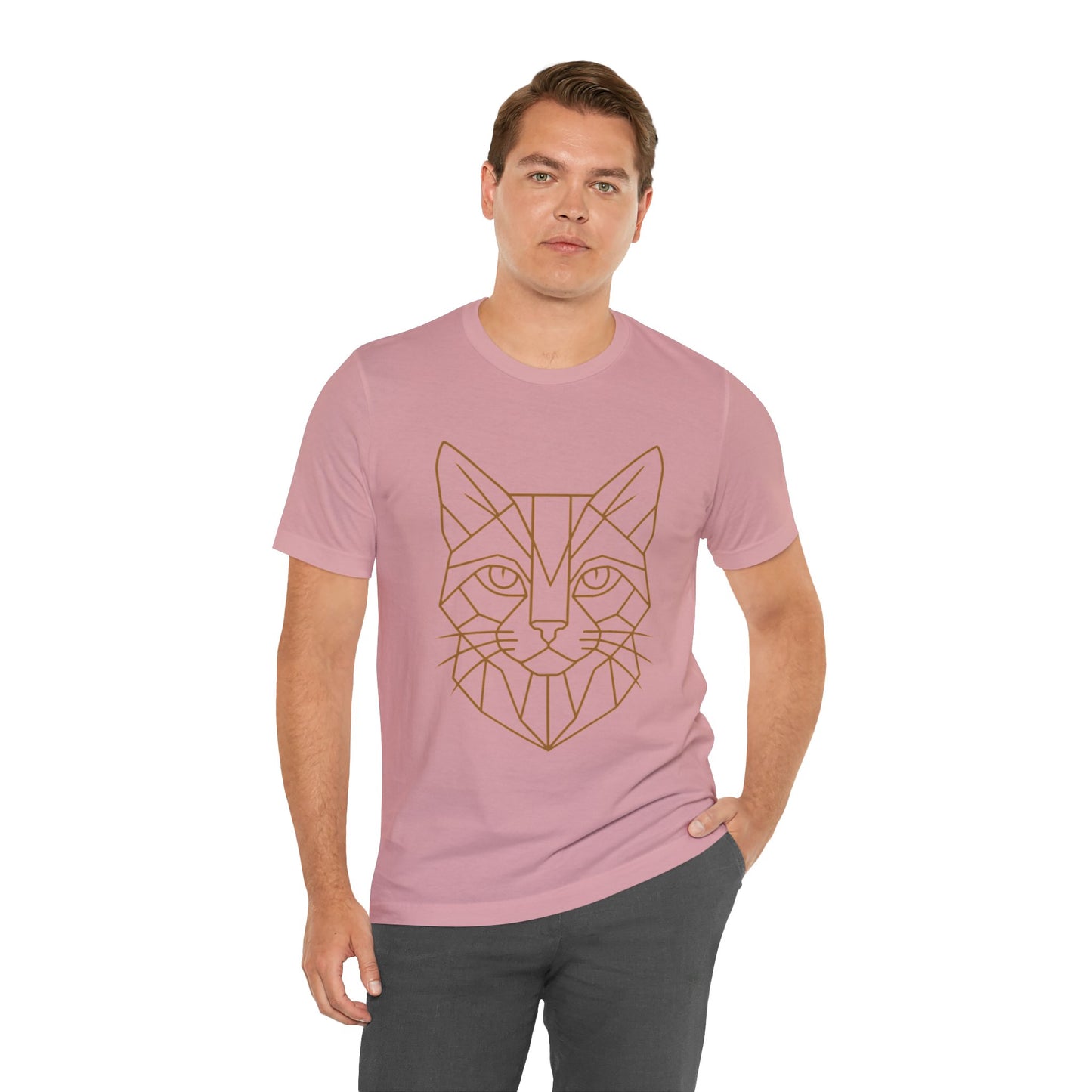Geometric Cat T-Shirt – Minimalist Line Art Tee - WhimSpin - https://whimspin.com