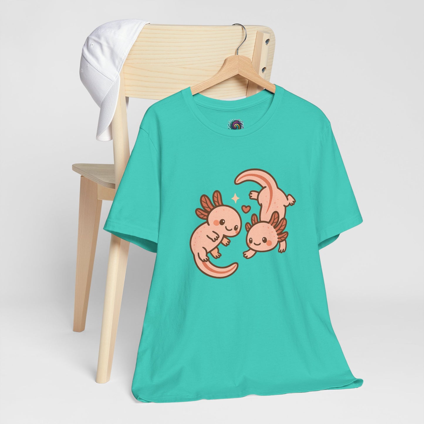 Kawaii Axolotl T-Shirt – Cute Tee with Smiling Axolotls - WhimSpin - https://whimspin.com