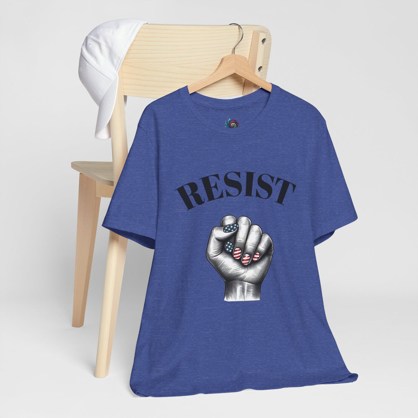 Resist Feminist Power Fist Tee – USA Flag Nails Protest Shirt - WhimSpin - https://whimspin.com