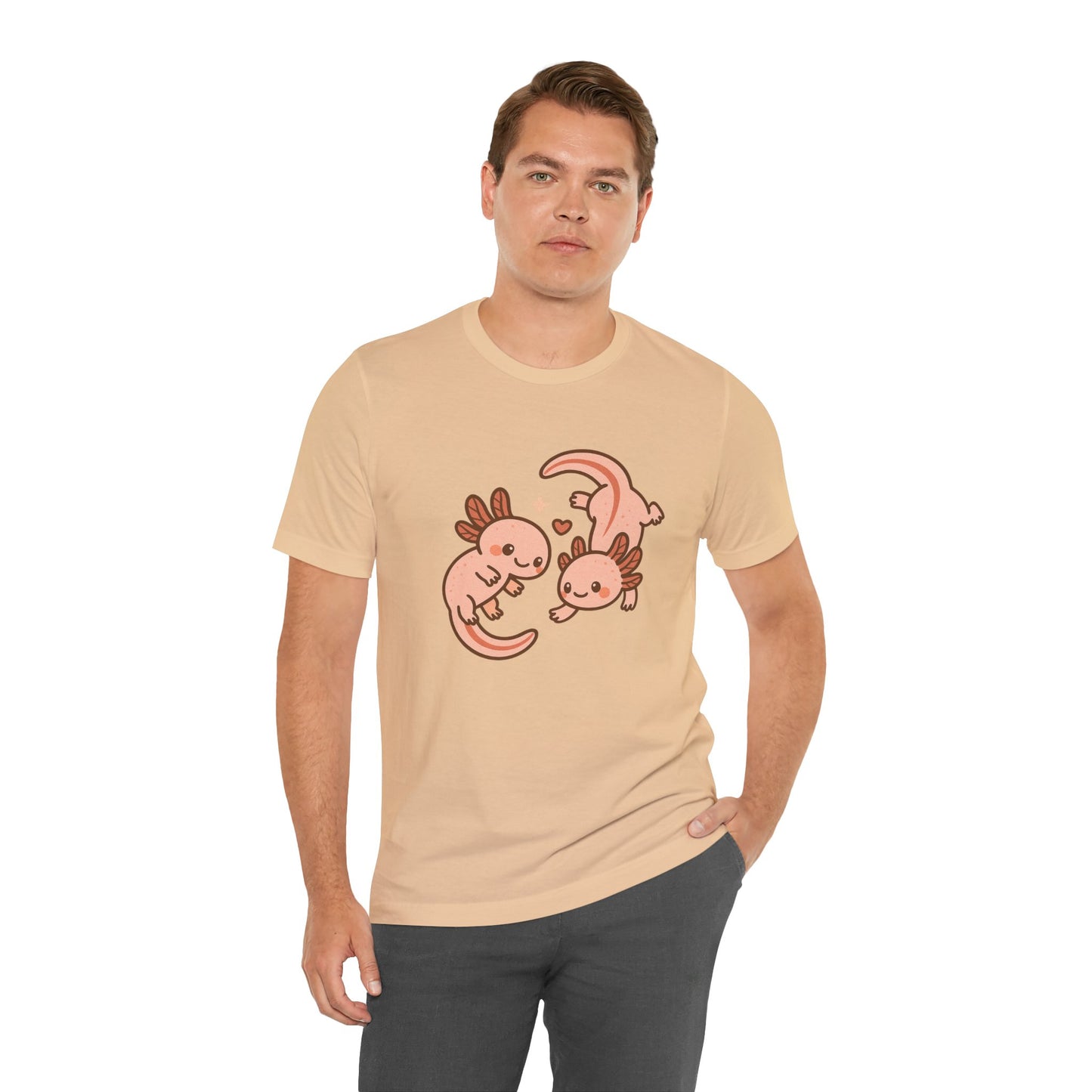 Kawaii Axolotl T-Shirt – Cute Tee with Smiling Axolotls - WhimSpin - https://whimspin.com