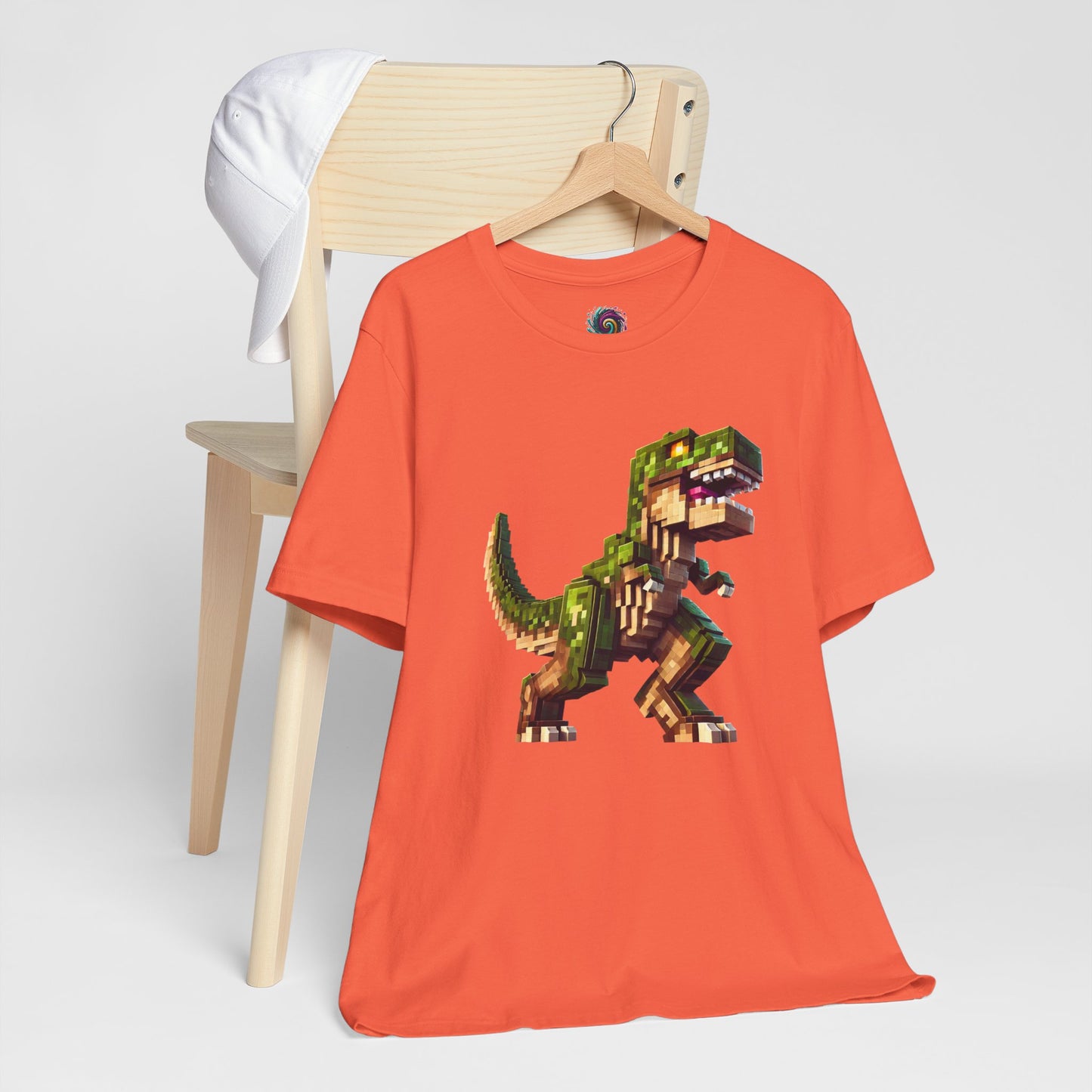 Pixel Dinosaur T-Shirt – Retro Dino Graphic Tee for Adults