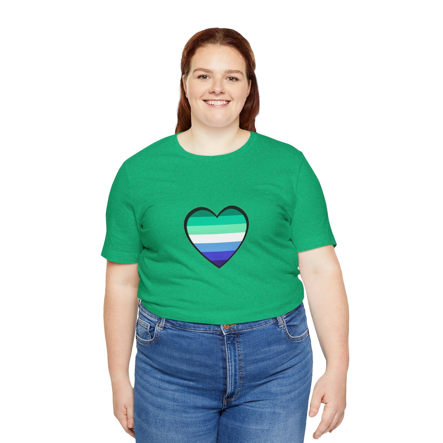 Gay Men’s Pride Flag Heart T-Shirt – LGBTQ+ Flag Design on Unisex Tee