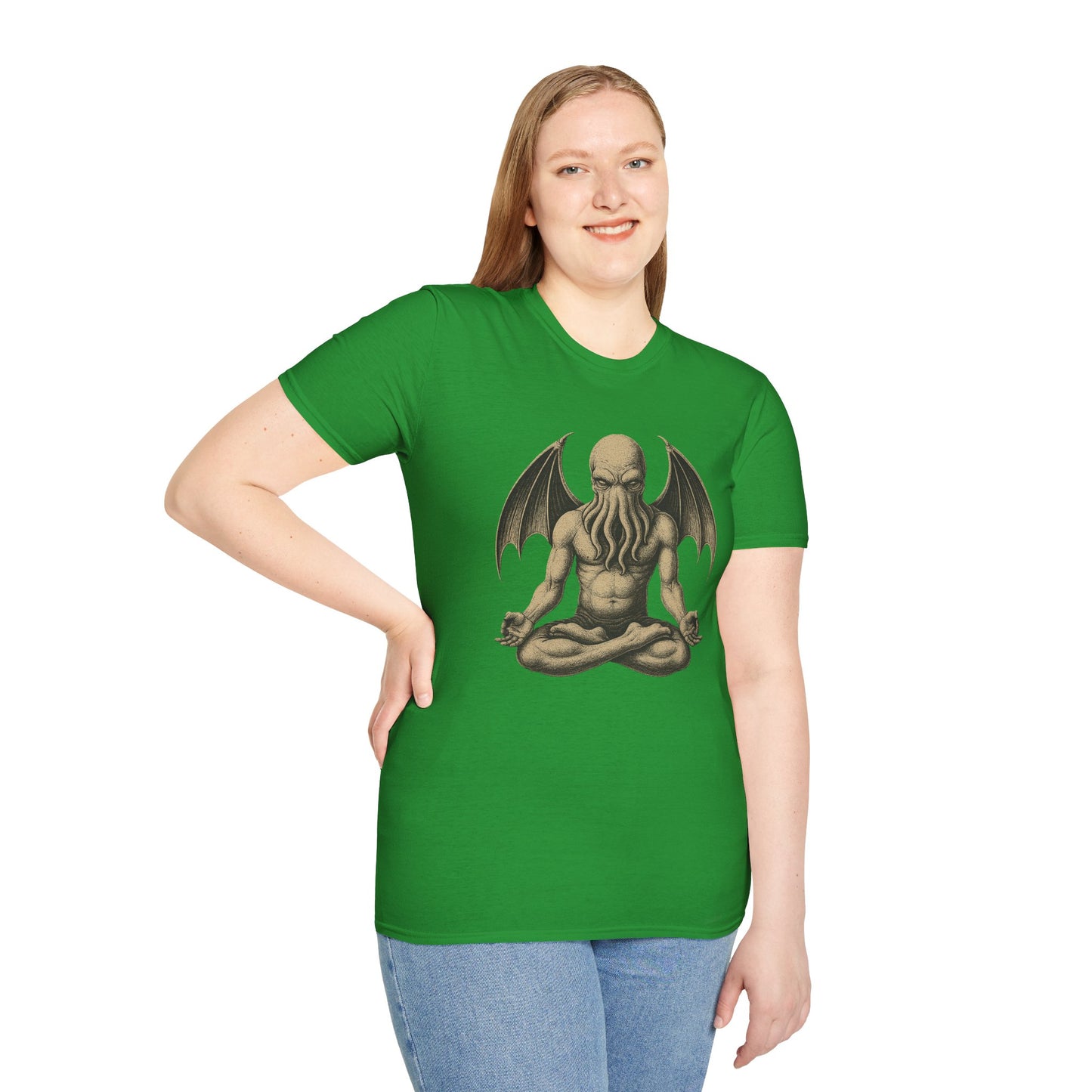 Meditating Cthulhu T-Shirt – Unisex Mythos Tee for Sci-Fi & Festival Fans - WhimSpin - https://whimspin.com