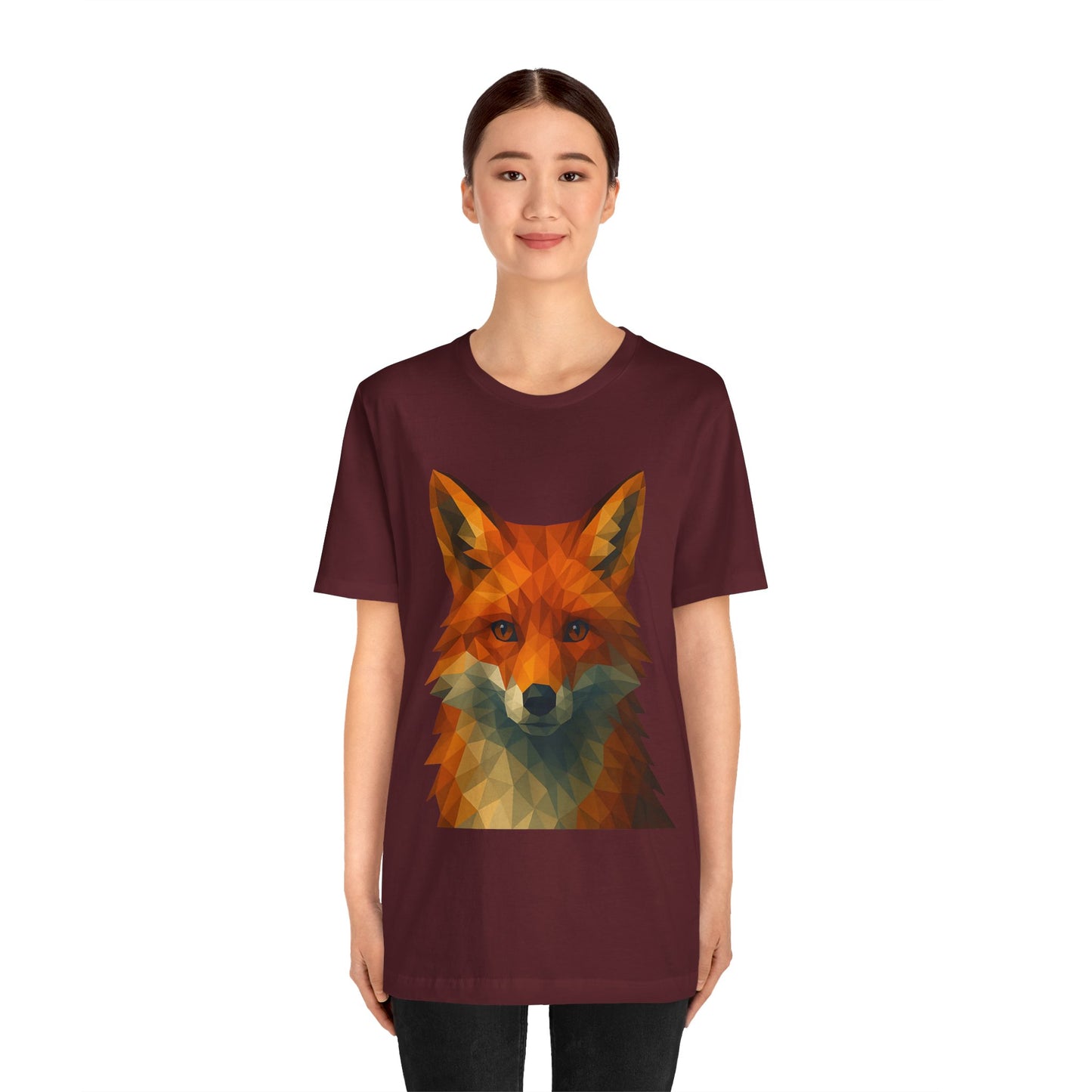 Geometric Fox T-Shirt – Polygon Animal Tee with Nature Vibes - WhimSpin - https://whimspin.com