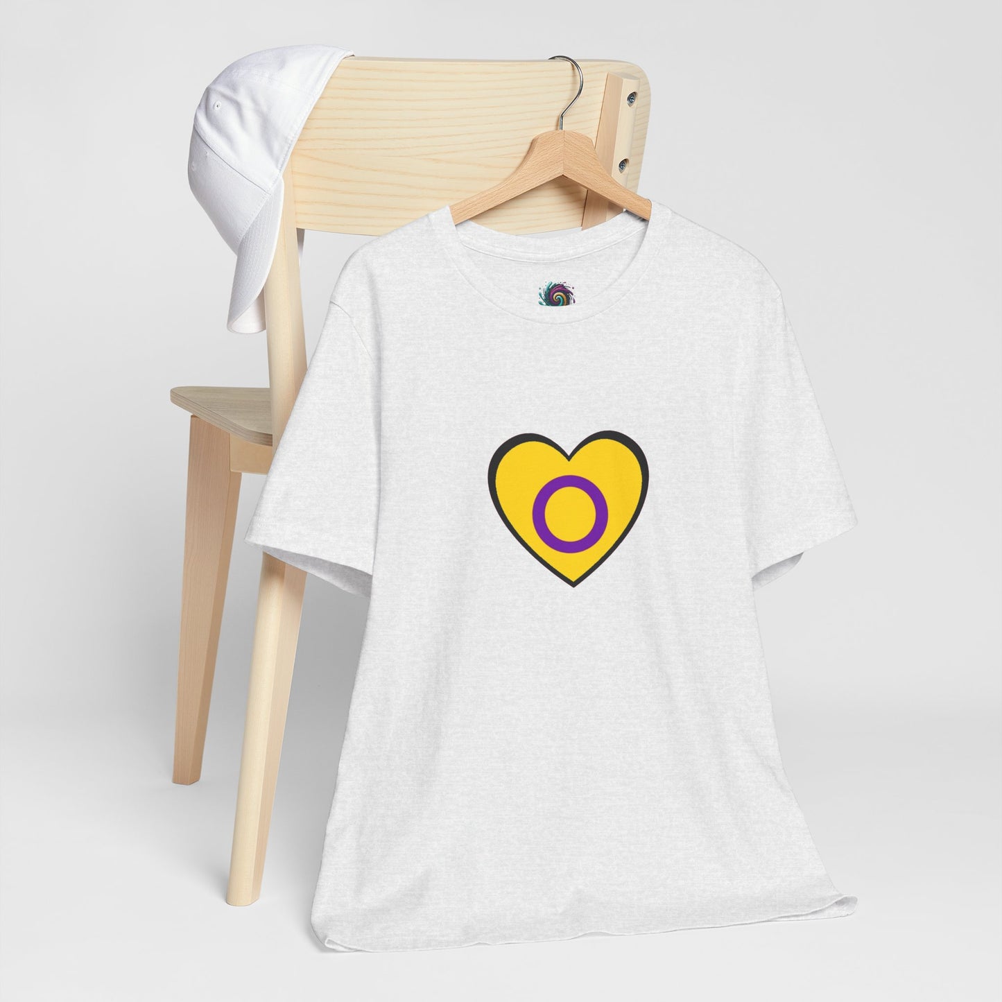 Intersex Pride Flag Heart T-Shirt – Minimalist LGBTQ+ Support Tee - WhimSpin - https://whimspin.com