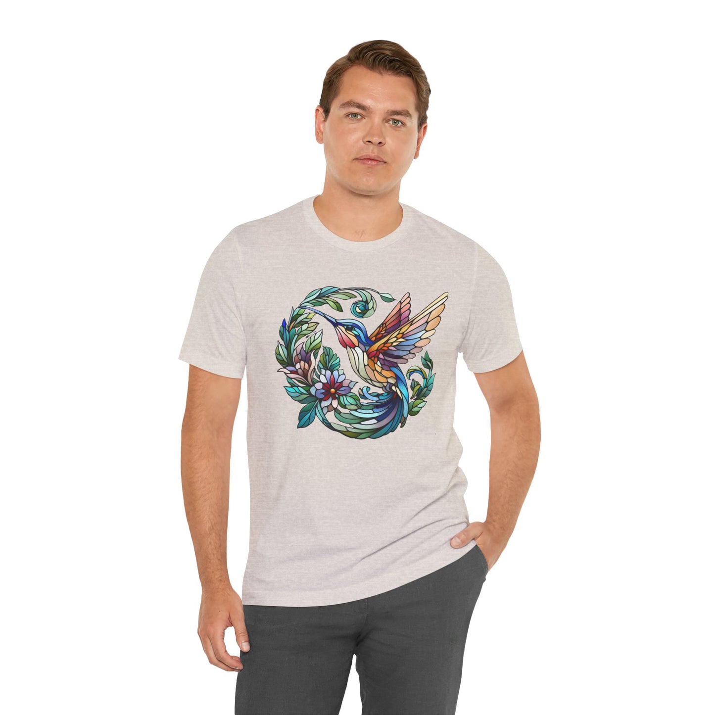Stained Glass Hummingbird Tee – Vibrant Nature Shirt