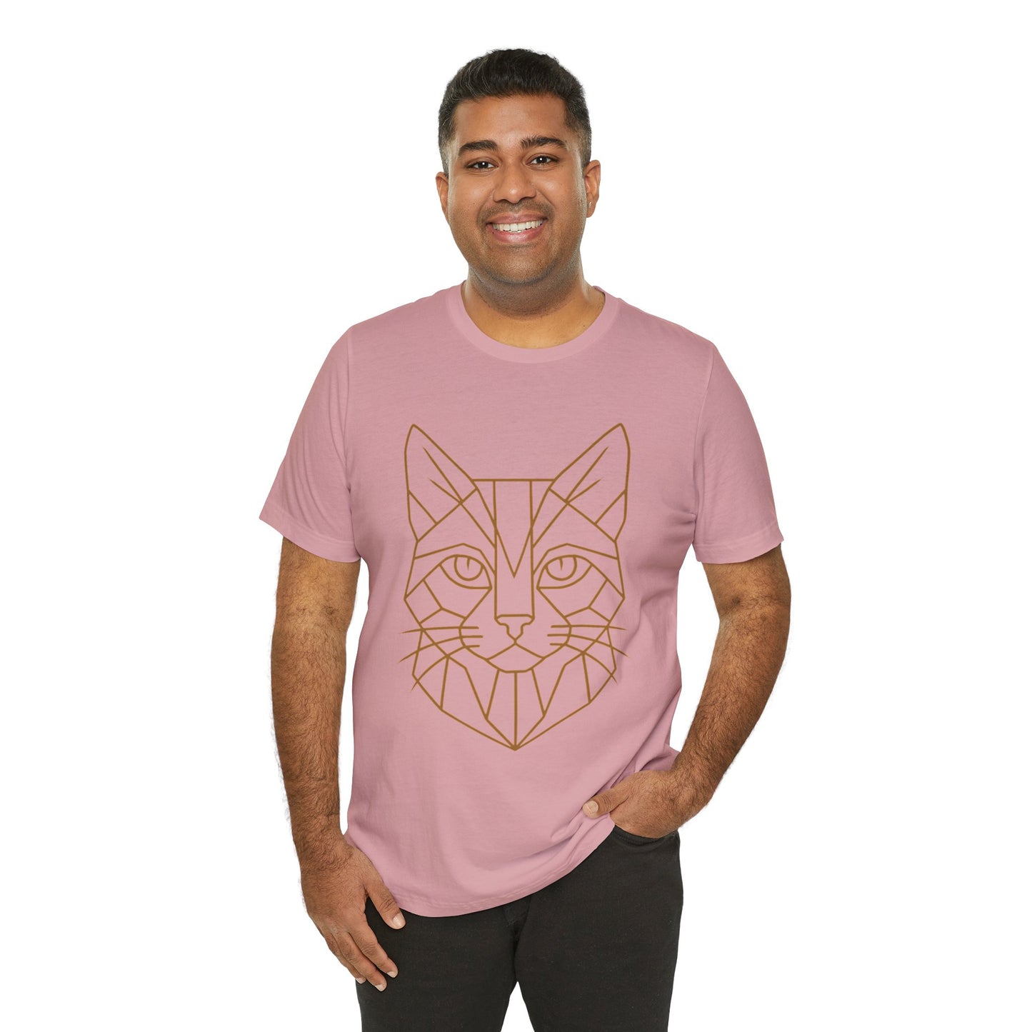 Geometric Cat T-Shirt – Minimalist Line Art Tee - WhimSpin - https://whimspin.com