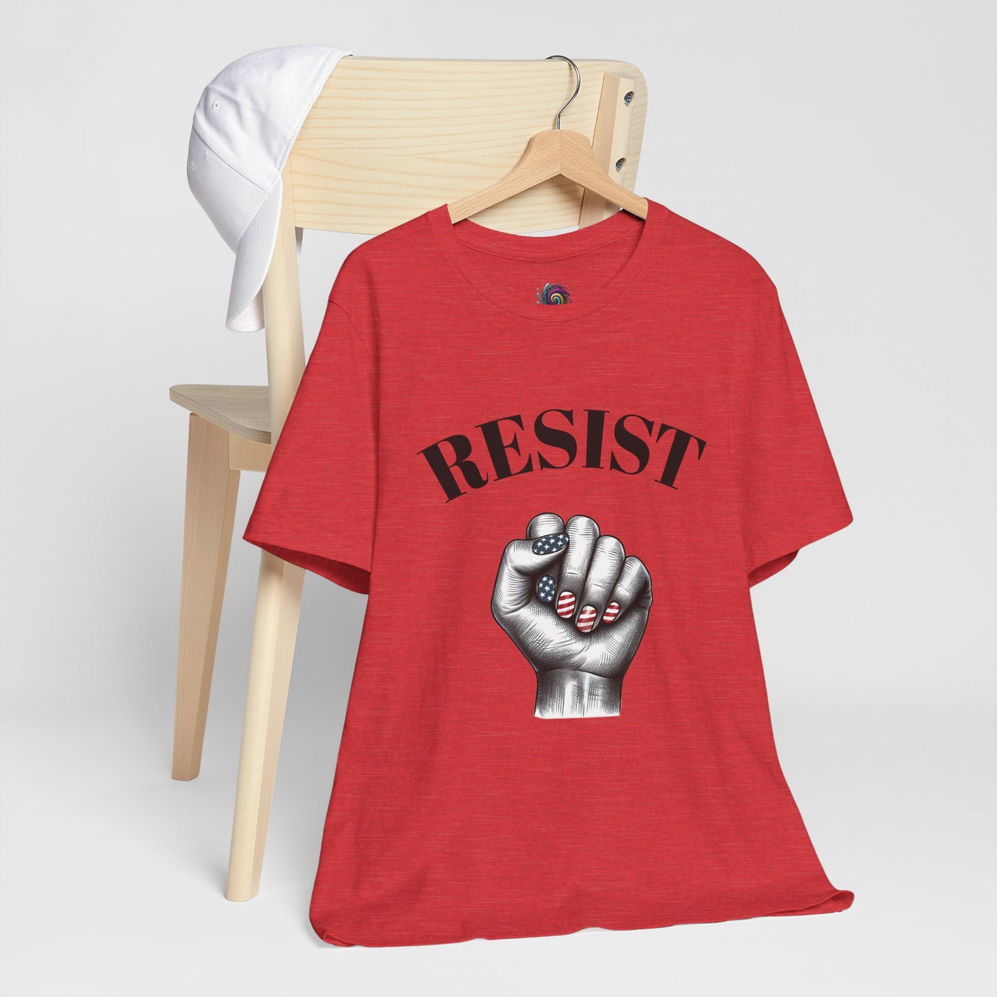 Resist Feminist Power Fist Tee – USA Flag Nails Protest Shirt - WhimSpin - https://whimspin.com