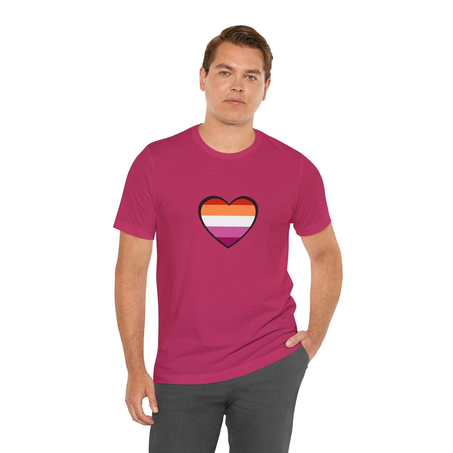 Lesbian Pride Flag Heart T-Shirt – Bold LGBTQ+ Graphic Tee - WhimSpin - https://whimspin.com
