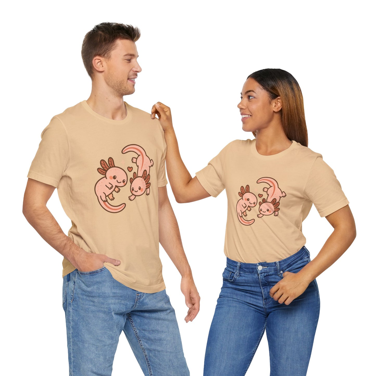 Kawaii Axolotl T-Shirt – Cute Tee with Smiling Axolotls - WhimSpin - https://whimspin.com