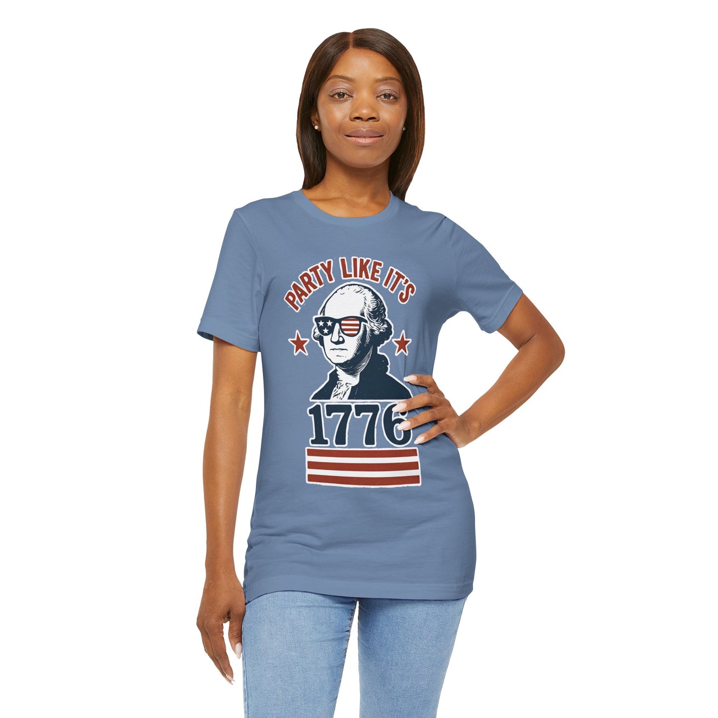 Party Like It's 1776 T-Shirt – Funny 4th of July Tee with George Washington Graphic - WhimSpin - https://whimspin.com