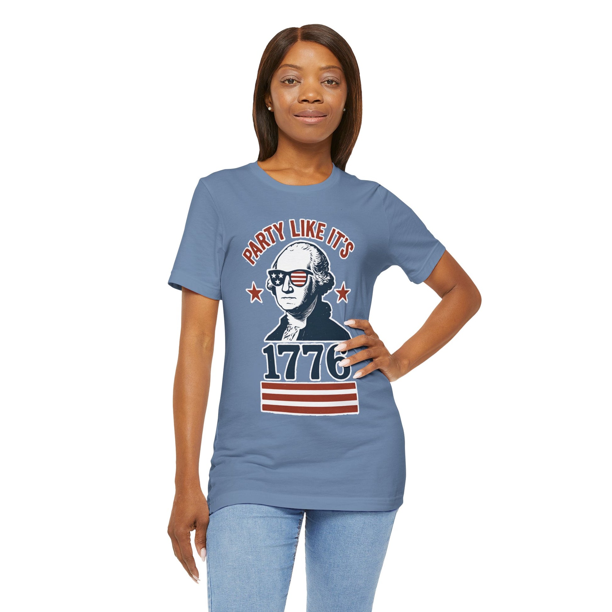Party Like It's 1776 T-Shirt – Funny 4th of July Tee with George Washington Graphic - WhimSpin - https://whimspin.com