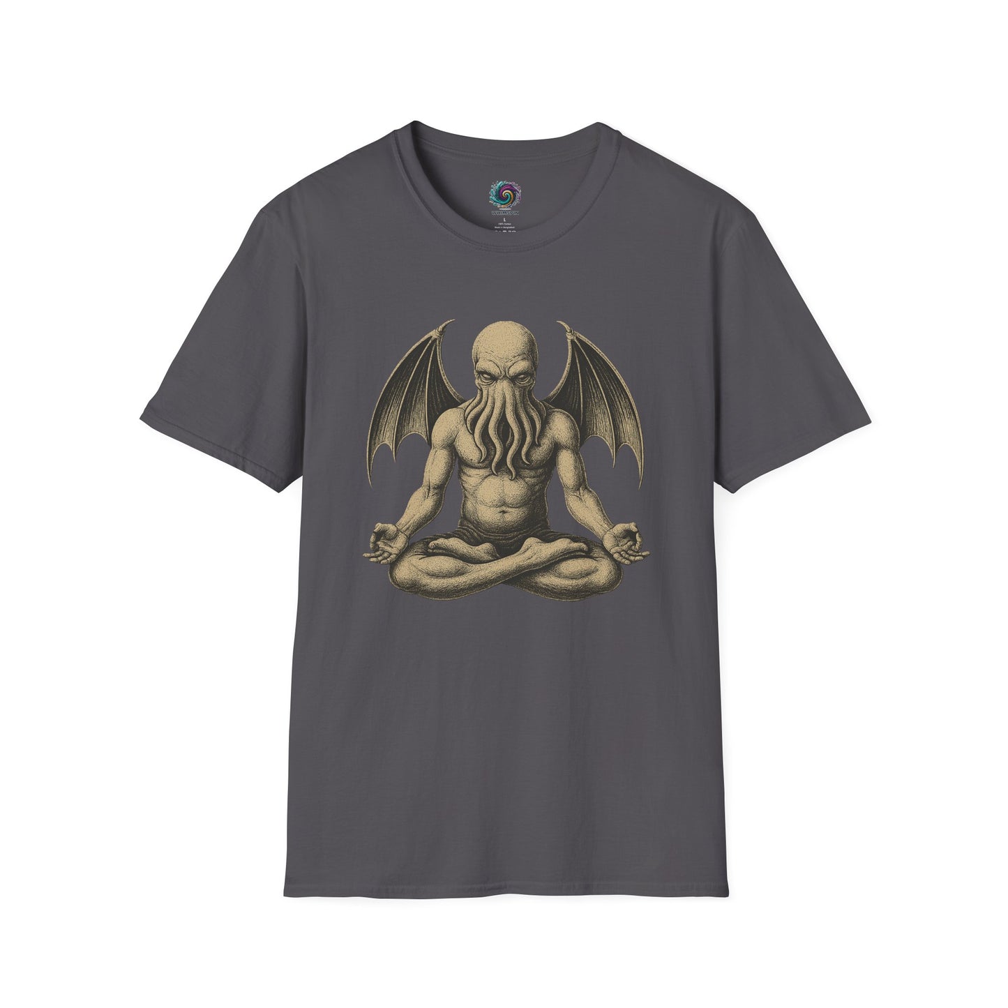 Meditating Cthulhu T-Shirt – Unisex Mythos Tee for Sci-Fi & Festival Fans - WhimSpin - https://whimspin.com