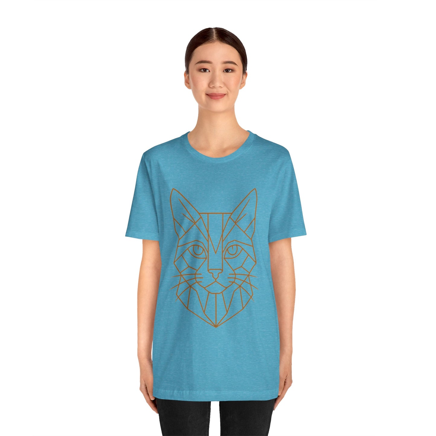 Geometric Cat T-Shirt – Minimalist Line Art Tee - WhimSpin - https://whimspin.com