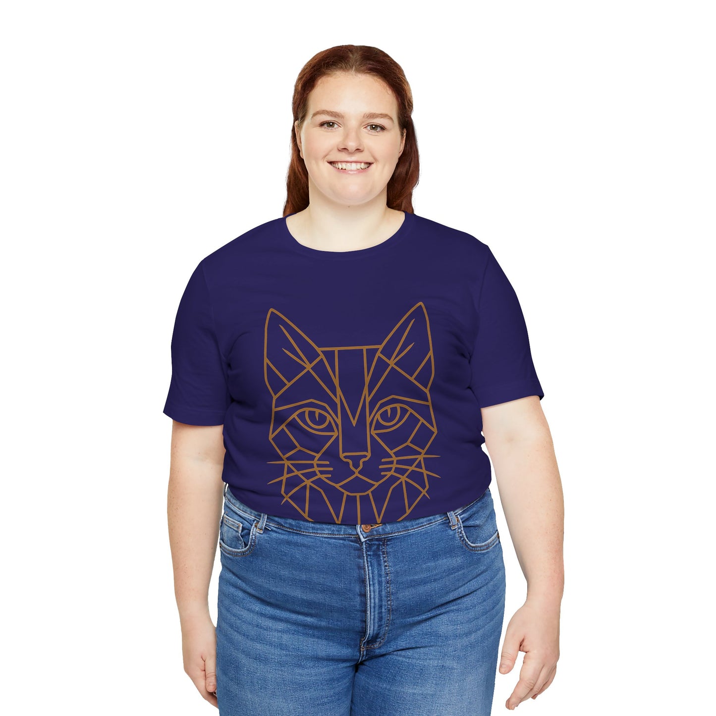Geometric Cat T-Shirt – Minimalist Line Art Tee - WhimSpin - https://whimspin.com