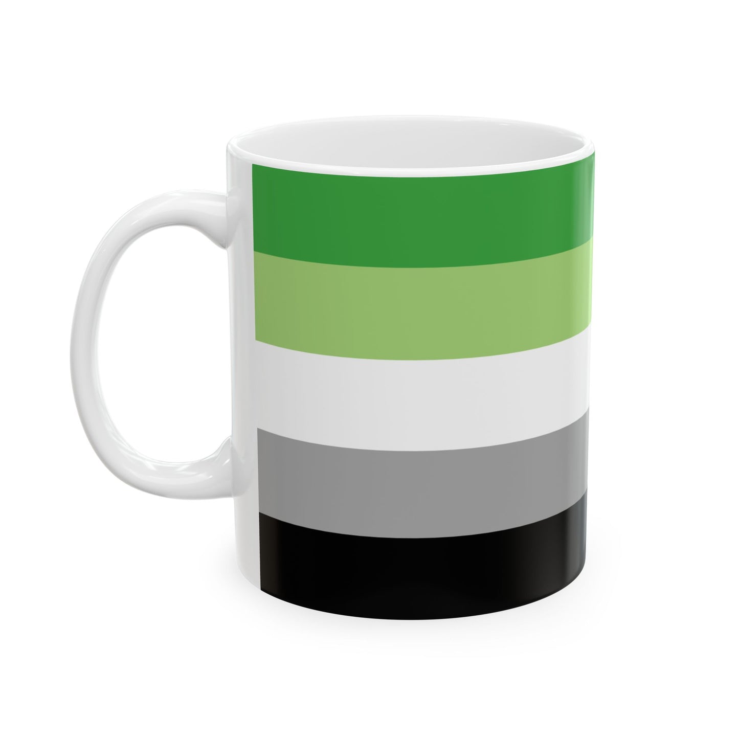 Aromantic Pride Flag Mug – Green Stripe LGBTQ+ Ceramic Cup