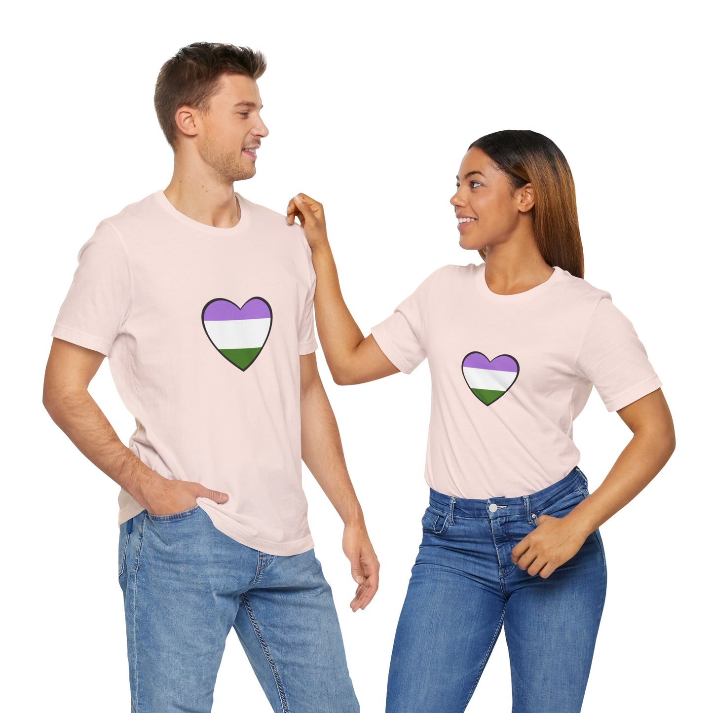 Genderqueer Flag Heart T-Shirt – Unisex LGBTQ+ Graphic Tee