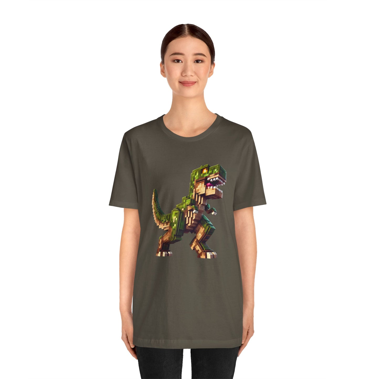Pixel Dinosaur T-Shirt – Retro Dino Graphic Tee for Adults