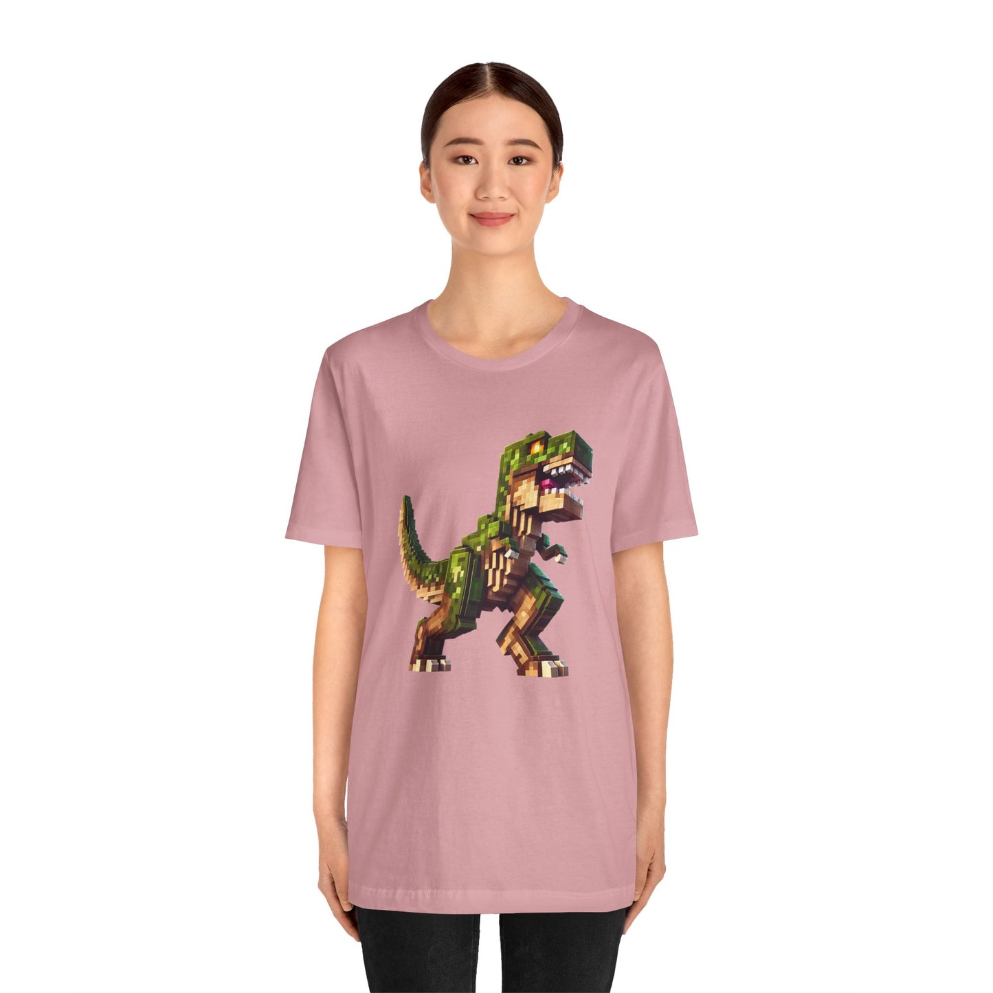 Pixel Dinosaur T-Shirt – Retro Dino Graphic Tee for Adults