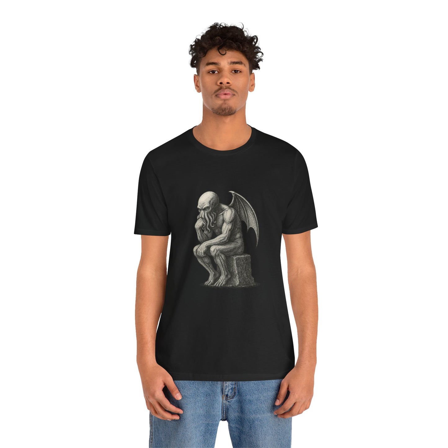 Cthulhu The Thinker Tee – Lovecraftian Parody Shirt