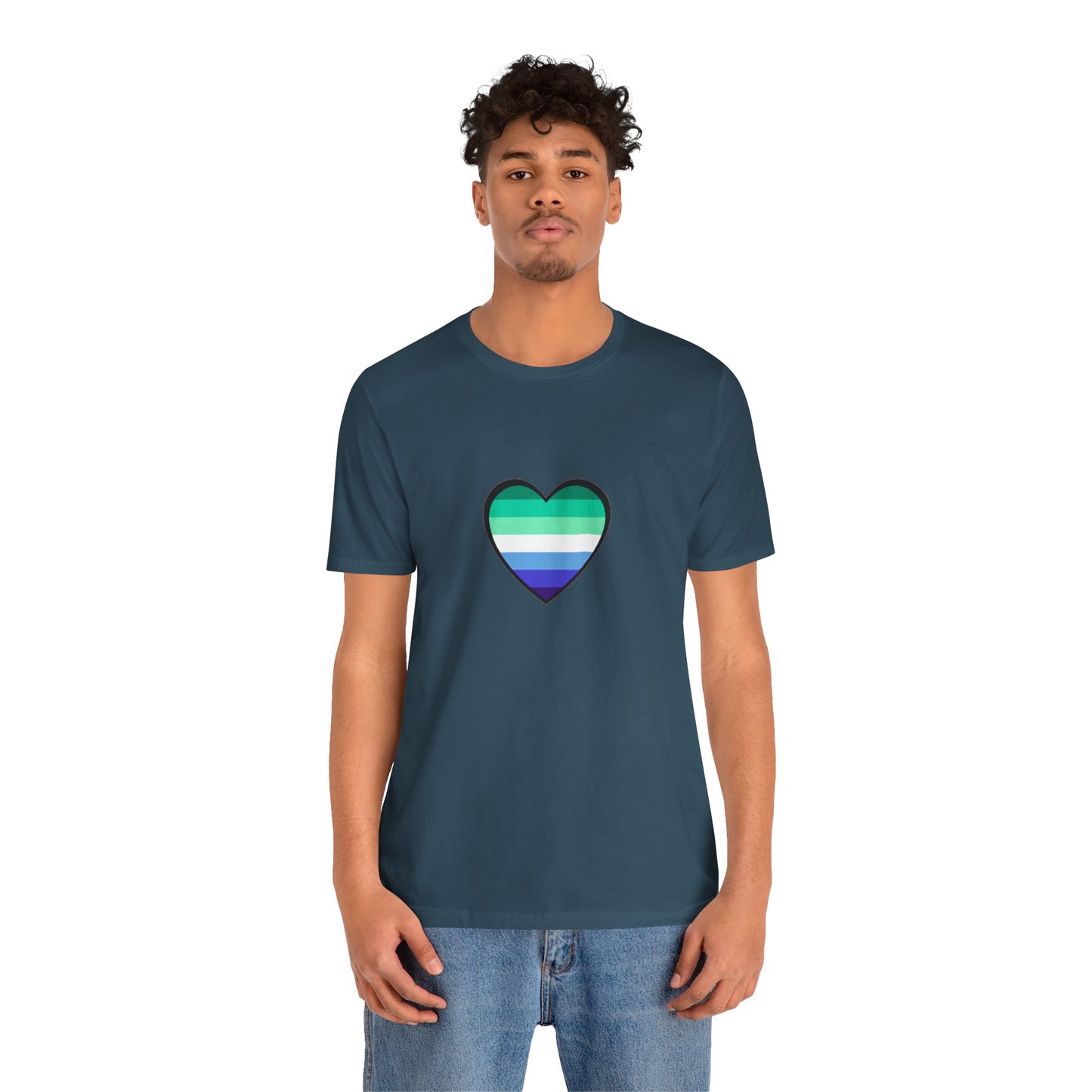 Gay Men’s Pride Flag Heart T-Shirt – LGBTQ+ Flag Design on Unisex Tee