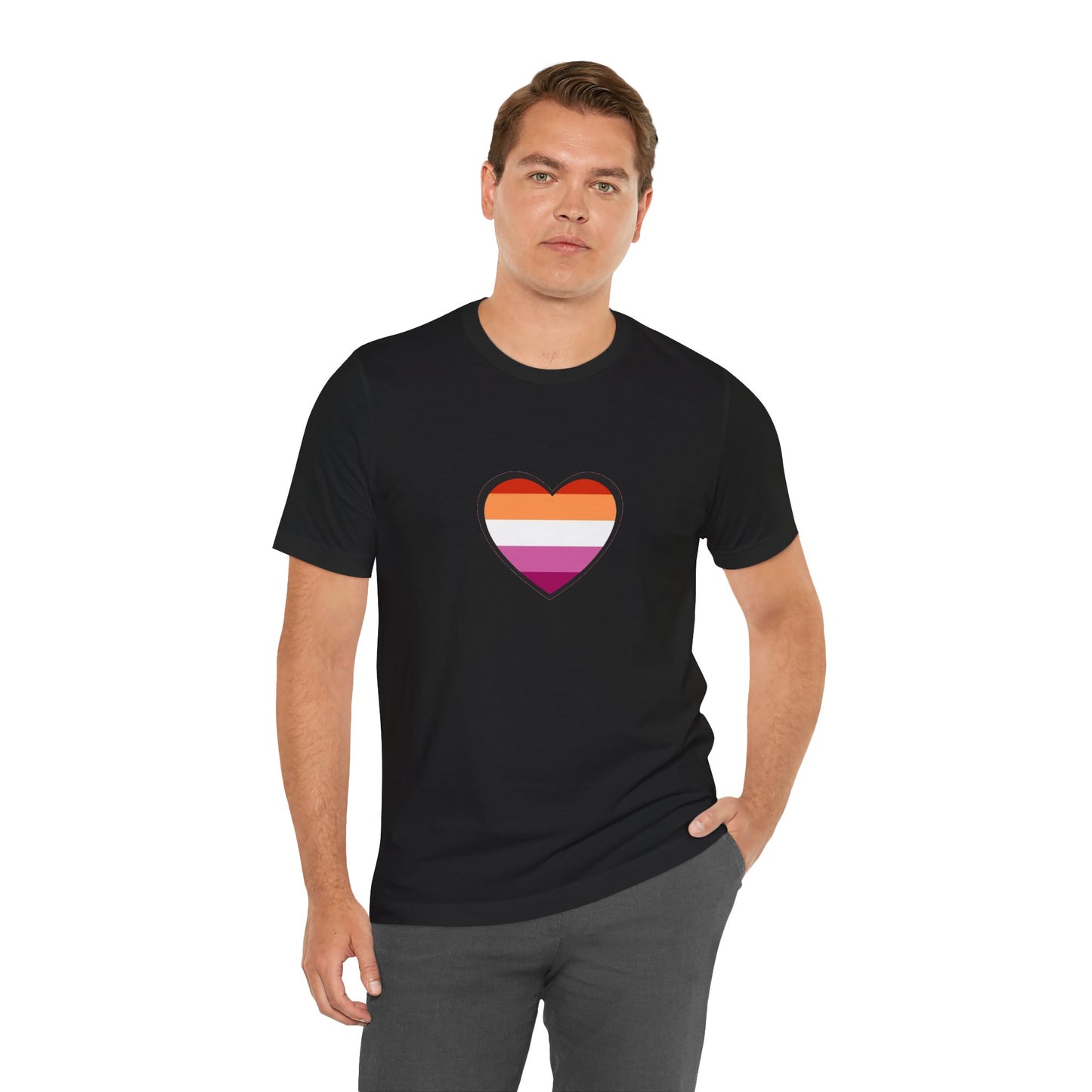 Lesbian Pride Flag Heart T-Shirt – Bold LGBTQ+ Graphic Tee - WhimSpin - https://whimspin.com