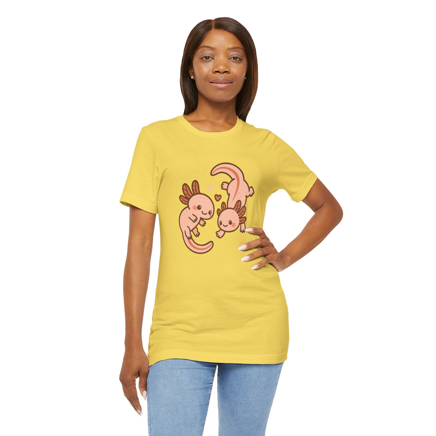Kawaii Axolotl T-Shirt – Cute Tee with Smiling Axolotls - WhimSpin - https://whimspin.com