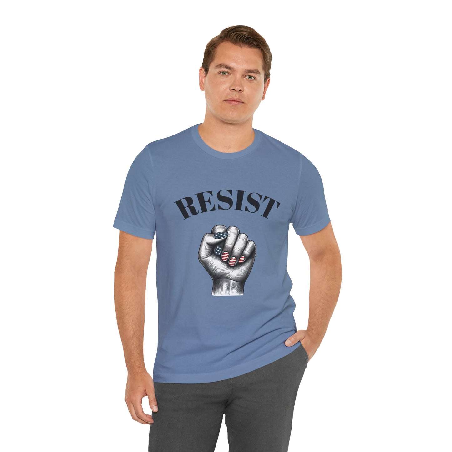 Resist Feminist Power Fist Tee – USA Flag Nails Protest Shirt - WhimSpin - https://whimspin.com