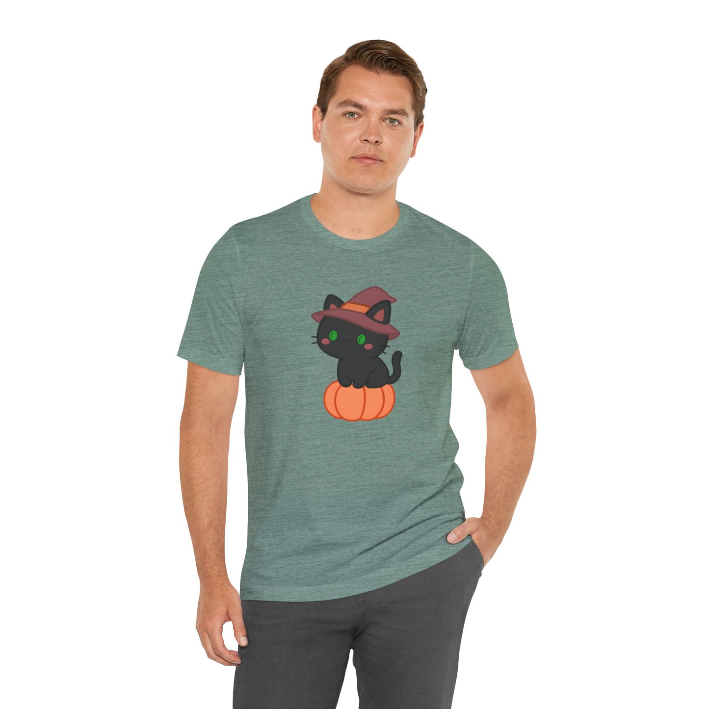 Halloween Cat Shirt – Cute Cat on a Pumpkin Graphic Tee