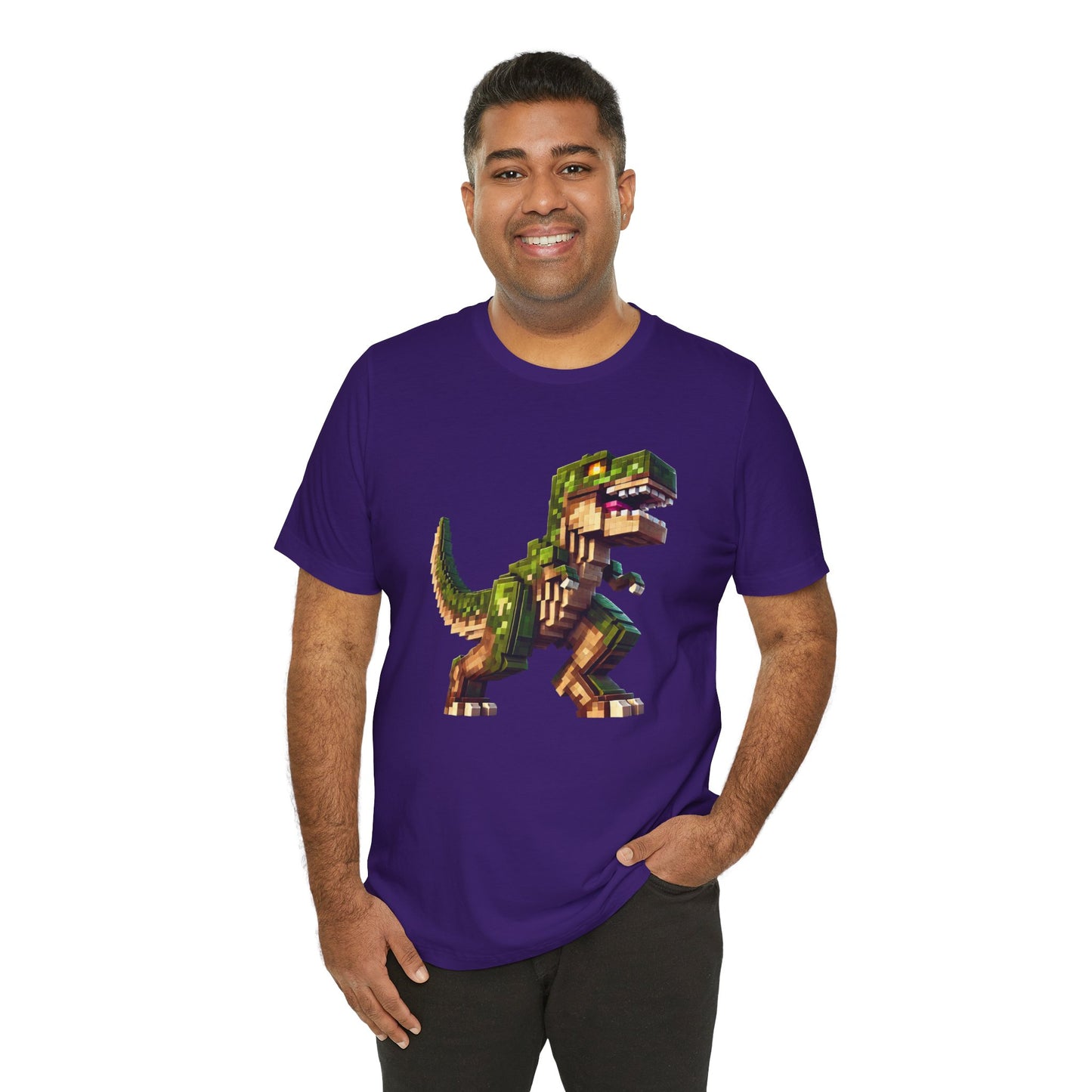 Pixel Dinosaur T-Shirt – Retro Dino Graphic Tee for Adults