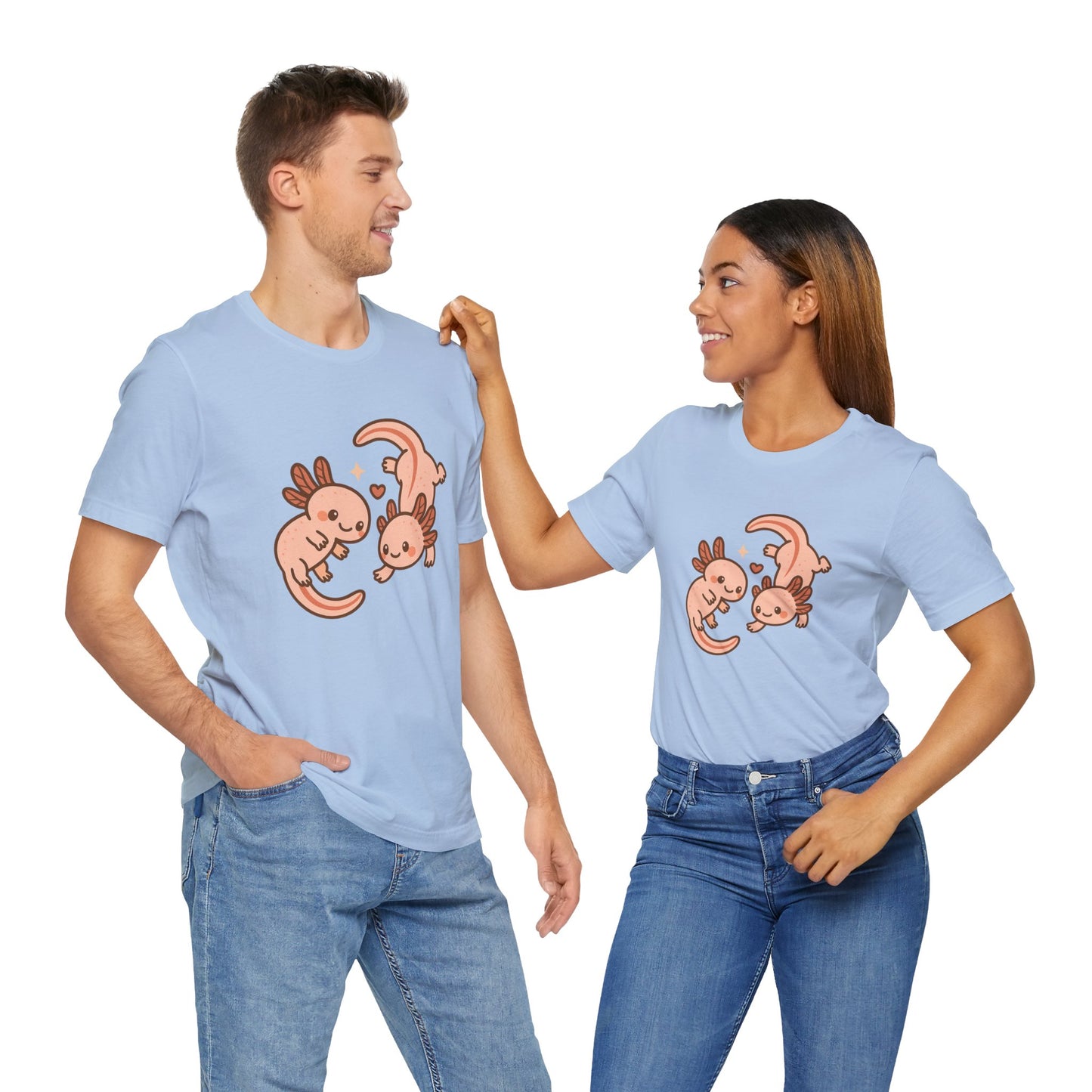 Kawaii Axolotl T-Shirt – Cute Tee with Smiling Axolotls - WhimSpin - https://whimspin.com