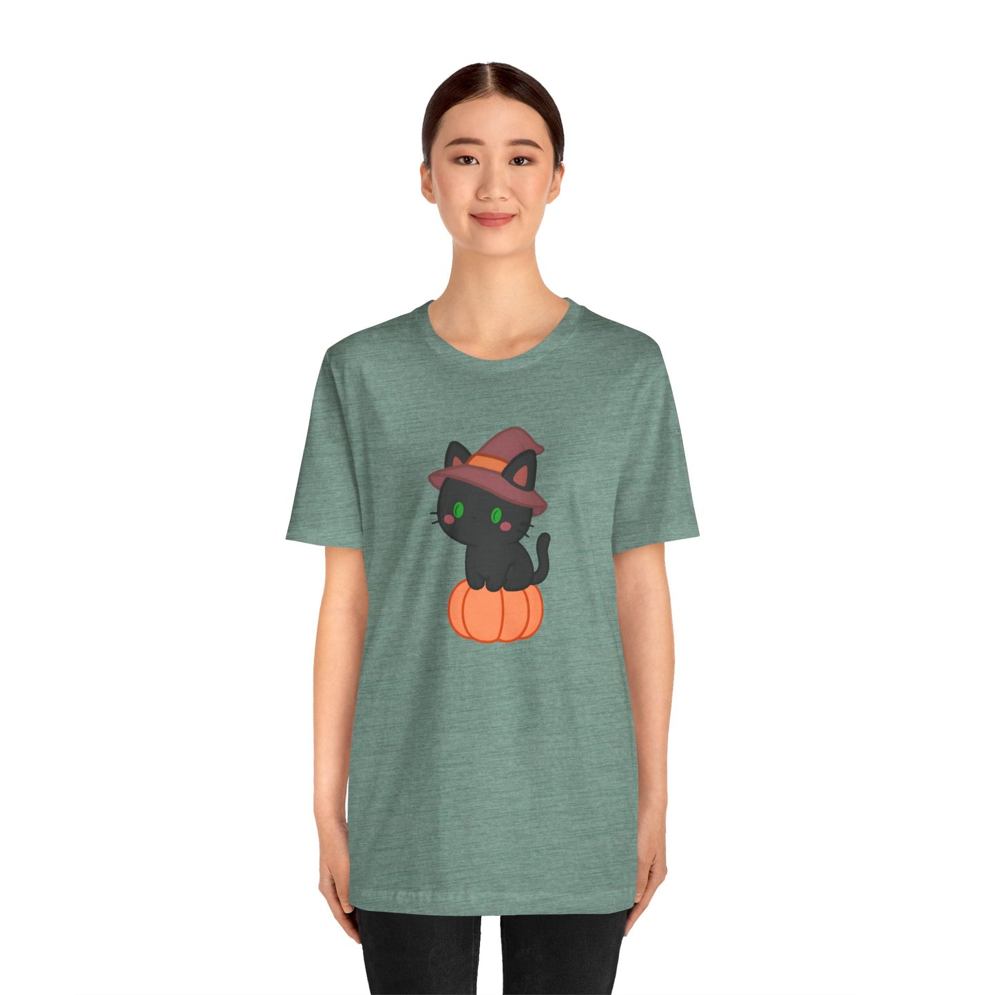 Halloween Cat Shirt – Cute Cat on a Pumpkin Graphic Tee