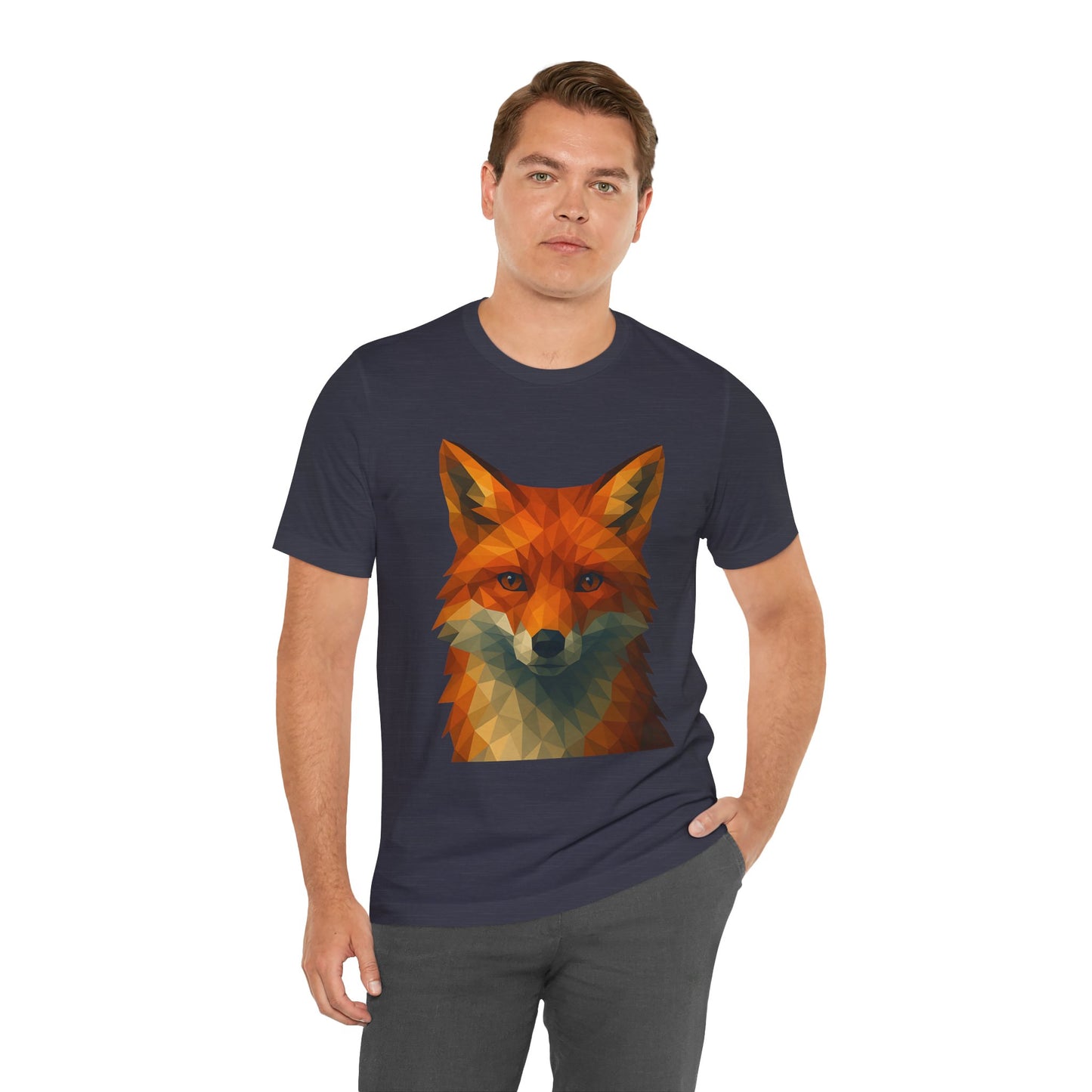 Geometric Fox T-Shirt – Polygon Animal Tee with Nature Vibes - WhimSpin - https://whimspin.com