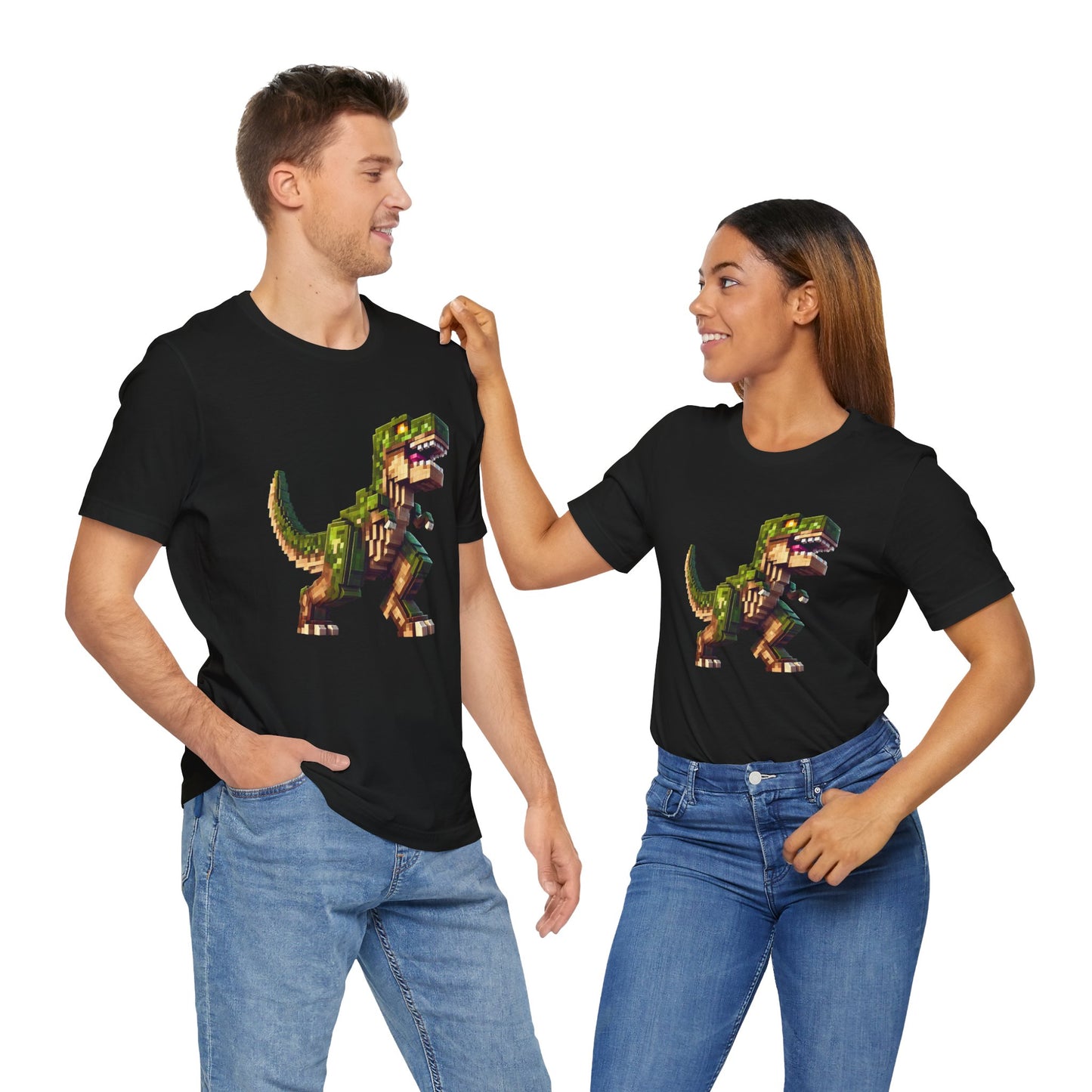 Pixel Dinosaur T-Shirt – Retro Dino Graphic Tee for Adults