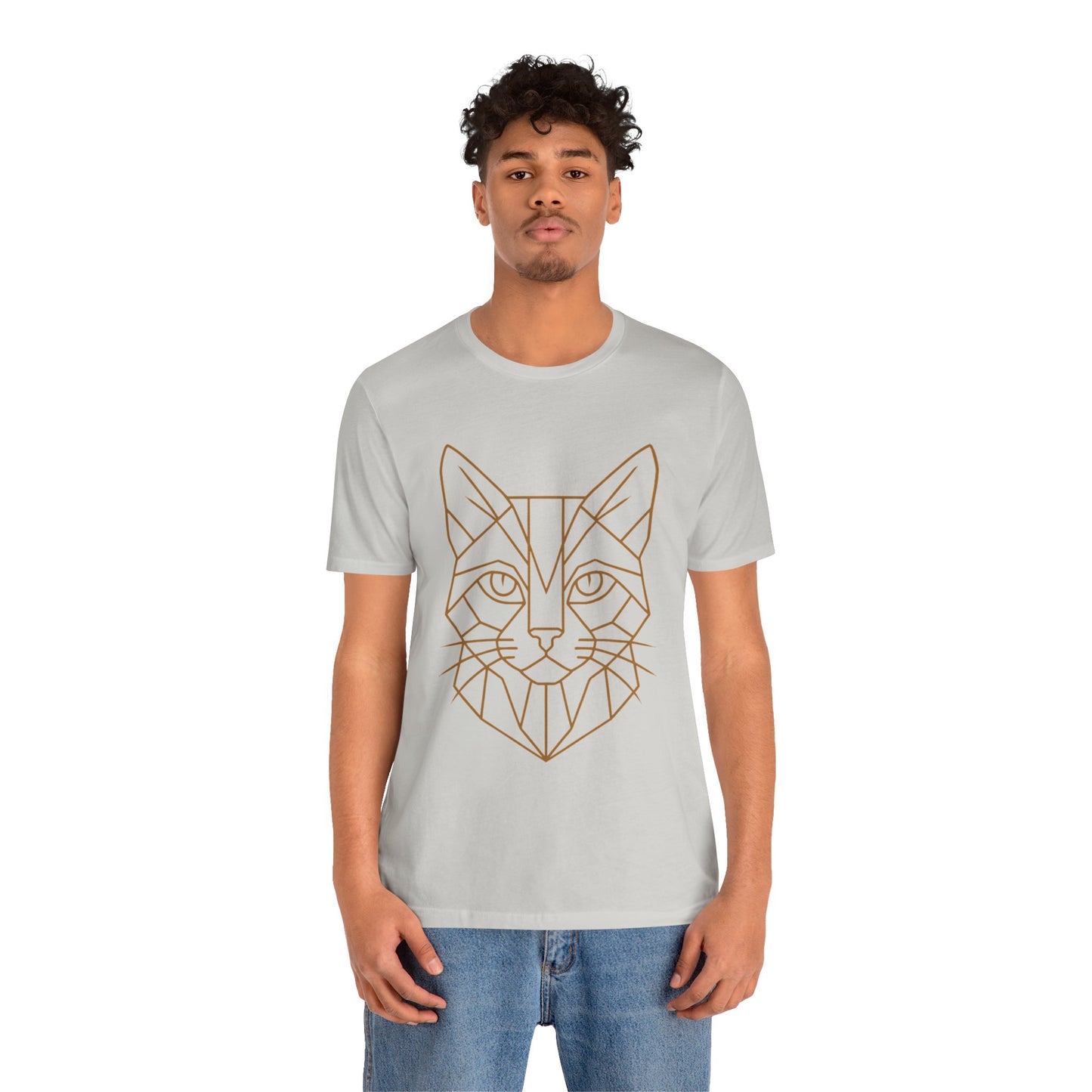 Geometric Cat T-Shirt – Minimalist Line Art Tee - WhimSpin - https://whimspin.com
