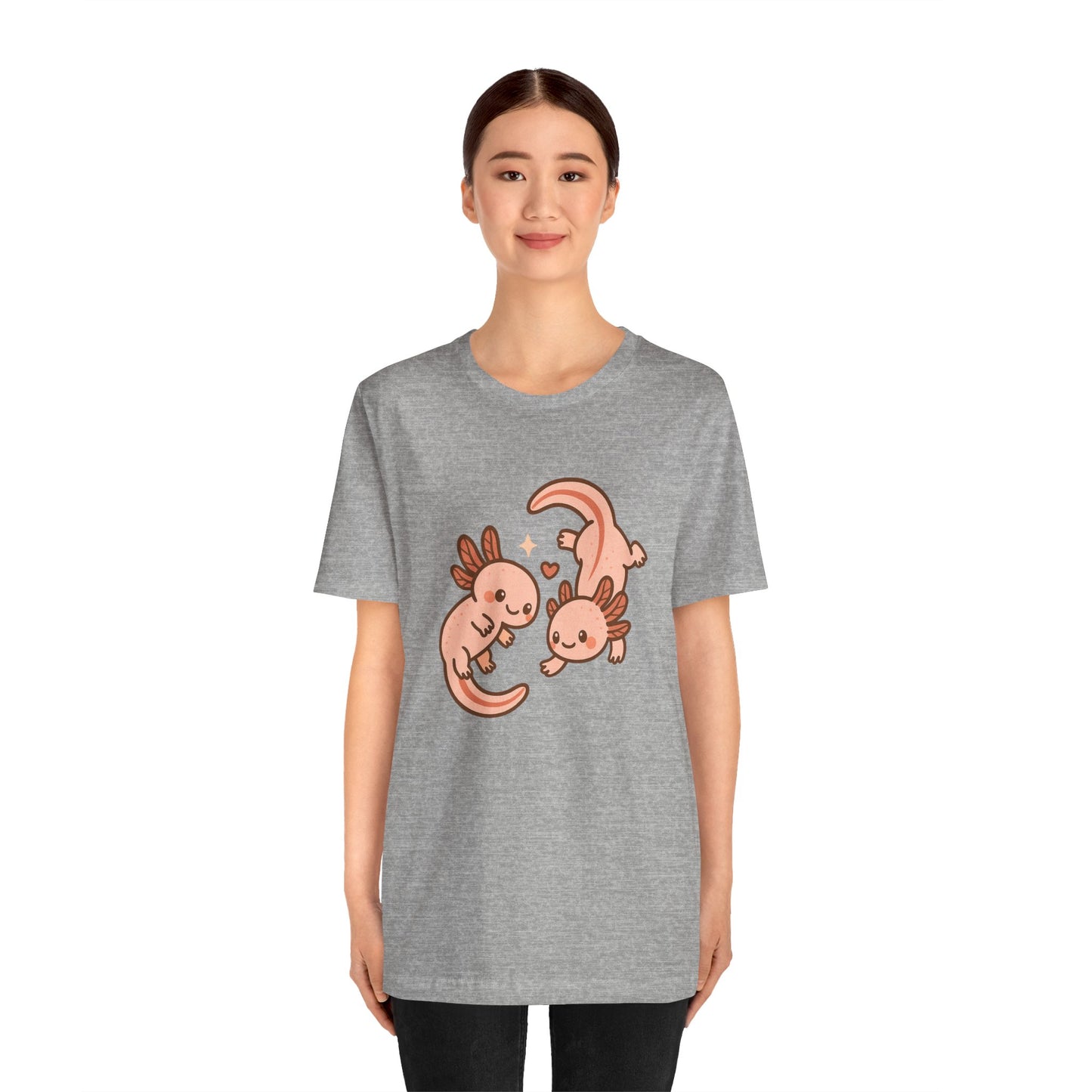Kawaii Axolotl T-Shirt – Cute Tee with Smiling Axolotls - WhimSpin - https://whimspin.com