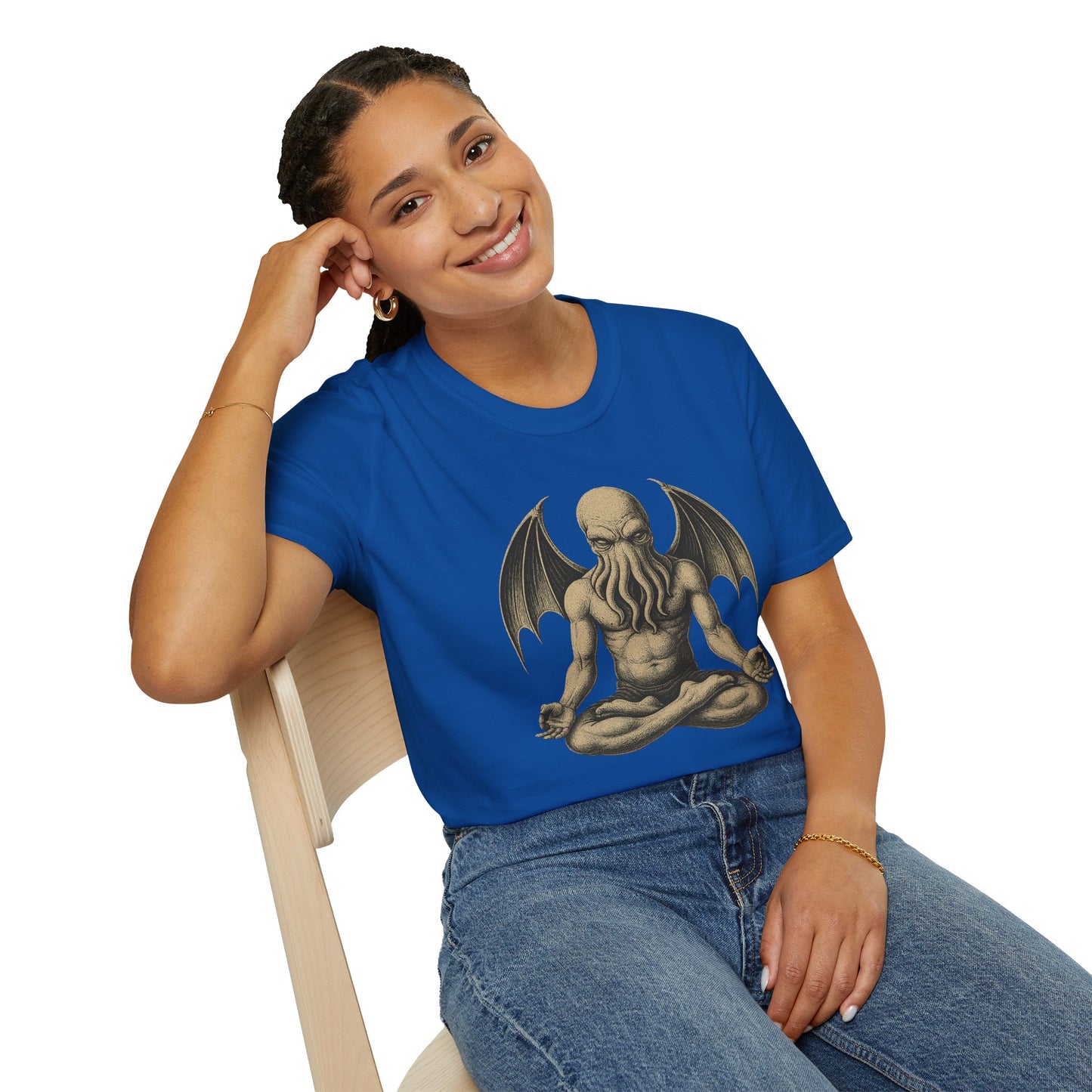 Meditating Cthulhu T-Shirt – Unisex Mythos Tee for Sci-Fi & Festival Fans - WhimSpin - https://whimspin.com