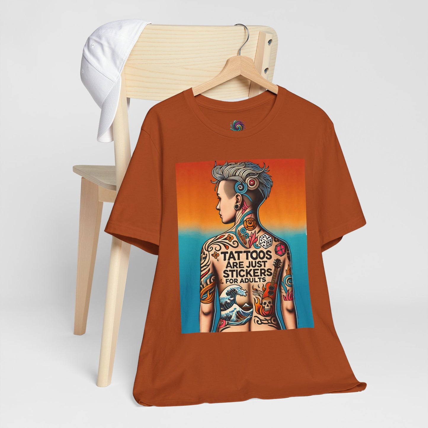 Tattoos Are Just Stickers for Adults T-Shirt – Funny Tattoo Lover Graphic Tee - WhimSpin - https://whimspin.com