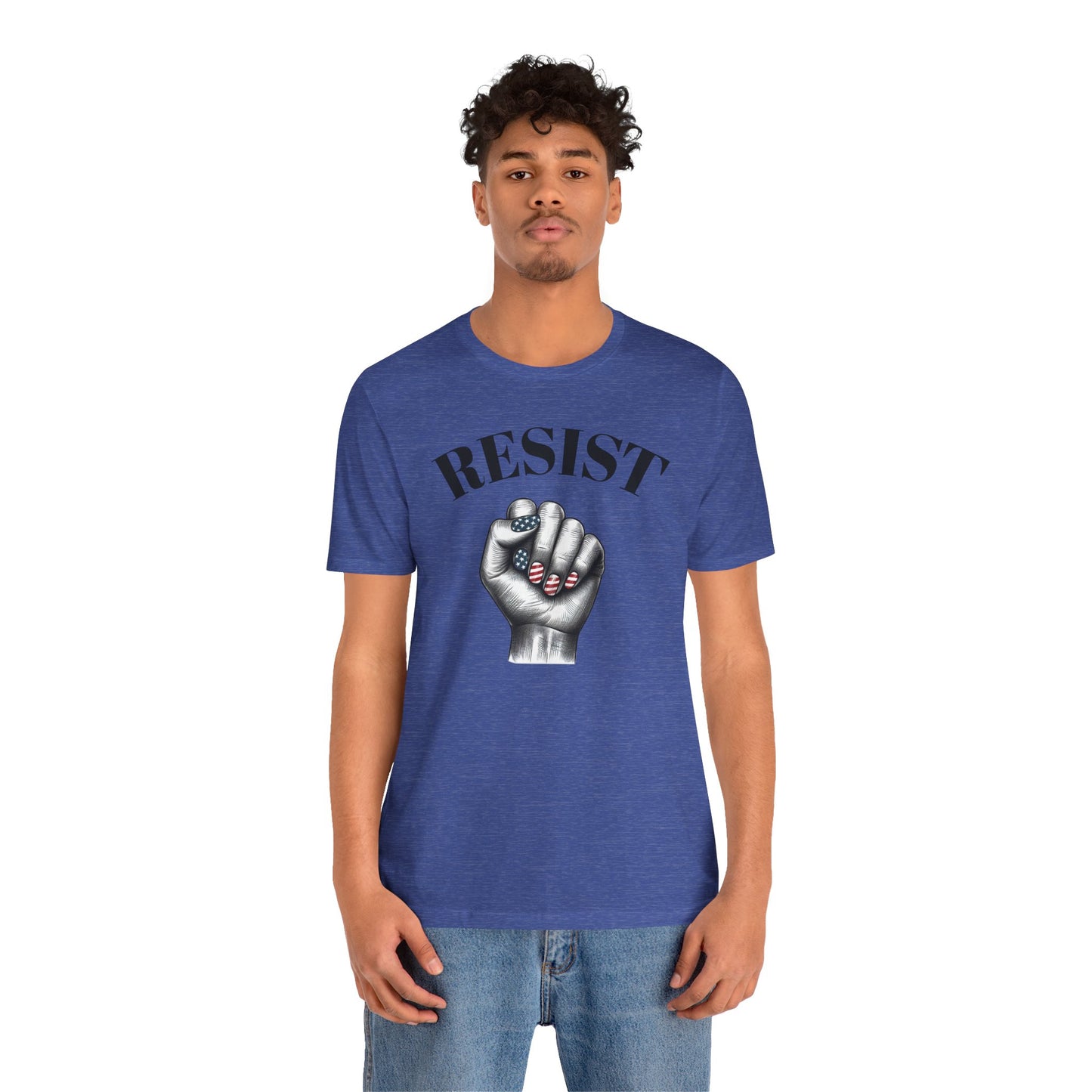 Resist Feminist Power Fist Tee – USA Flag Nails Protest Shirt