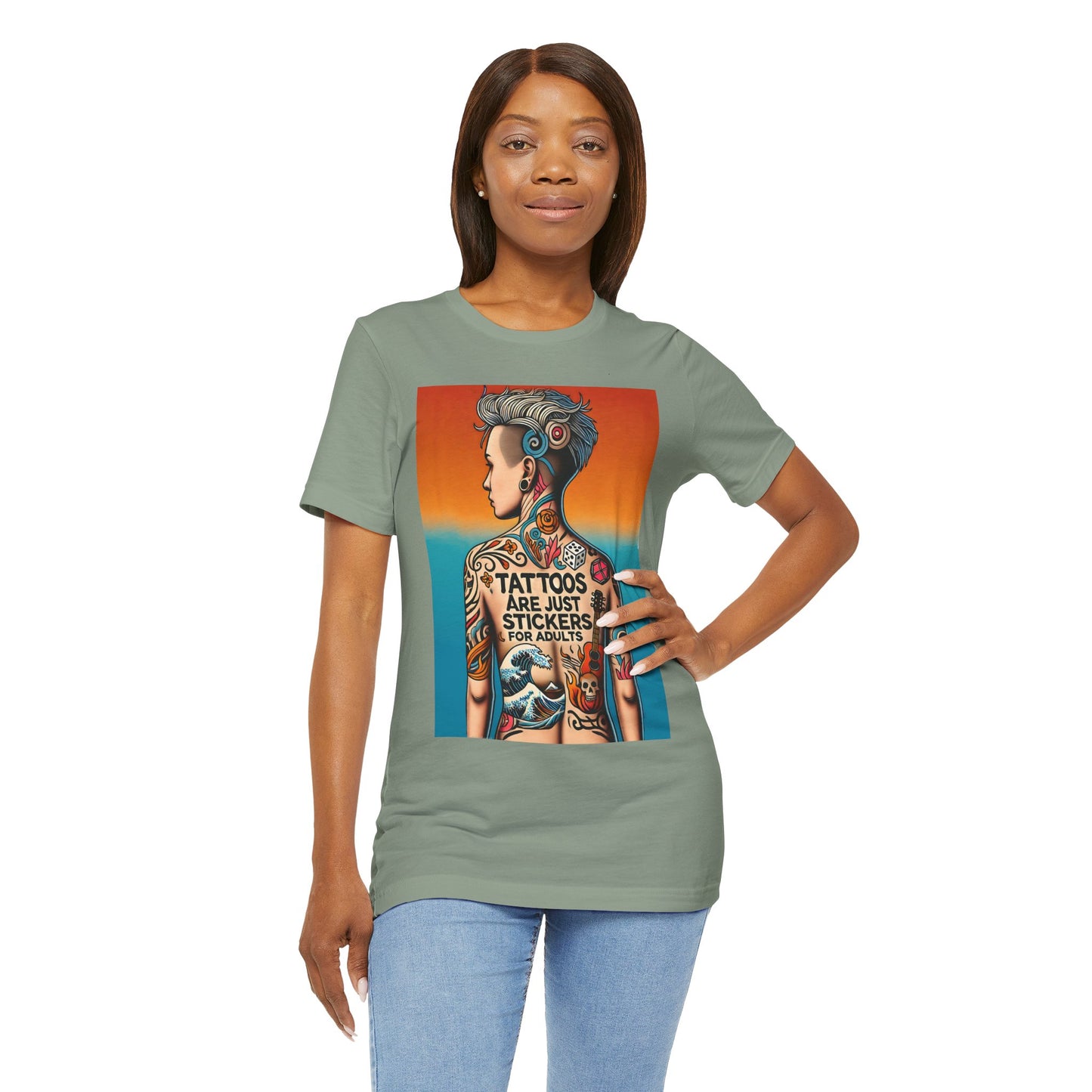 Tattoos Are Just Stickers for Adults T-Shirt – Funny Tattoo Lover Graphic Tee - WhimSpin - https://whimspin.com