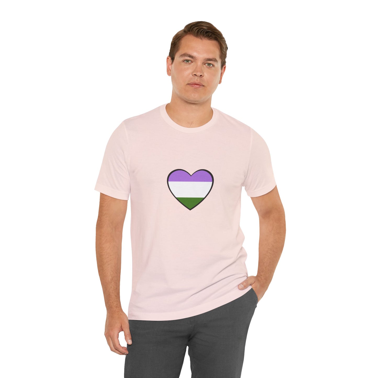 Genderqueer Flag Heart T-Shirt – Unisex LGBTQ+ Graphic Tee