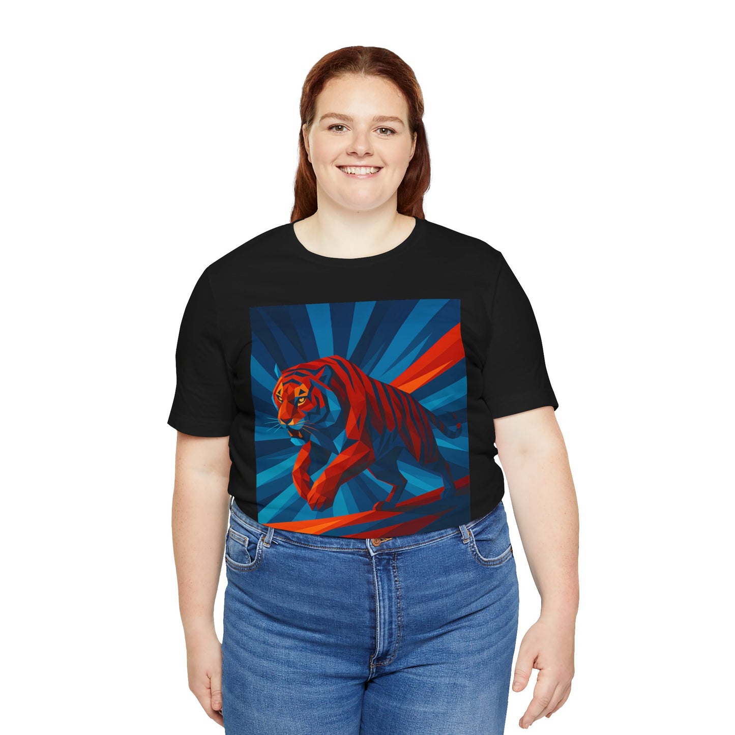 Geometric Tiger T-Shirt – Bold Jungle Animal Tee in Abstract Style - WhimSpin - https://whimspin.com