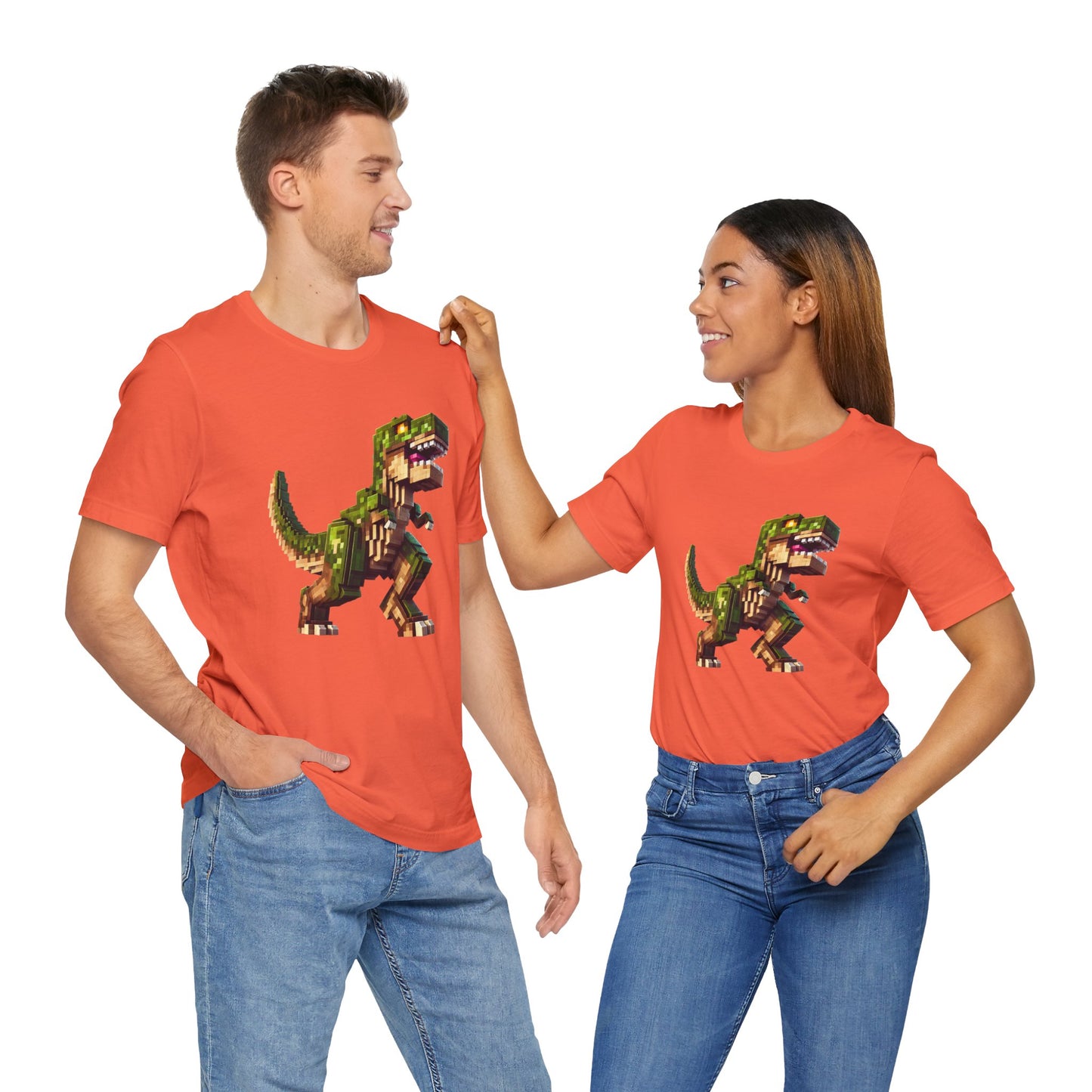 Pixel Dinosaur T-Shirt – Retro Dino Graphic Tee for Adults