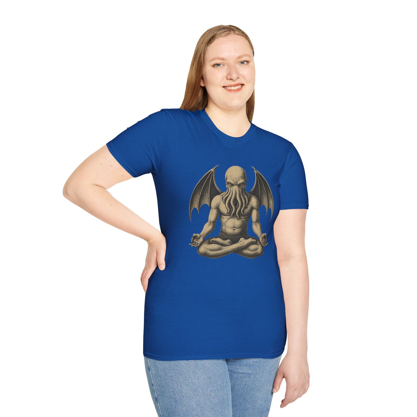 Meditating Cthulhu T-Shirt – Unisex Mythos Tee for Sci-Fi & Festival Fans - WhimSpin - https://whimspin.com