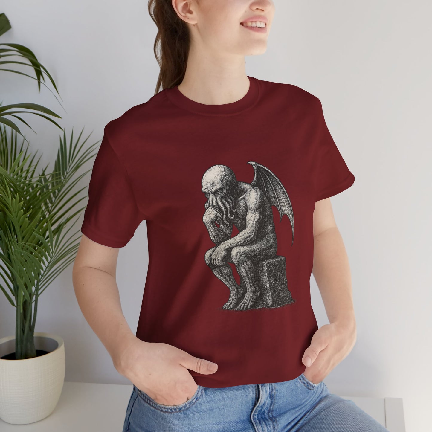 Cthulhu The Thinker Tee – Lovecraftian Parody Shirt