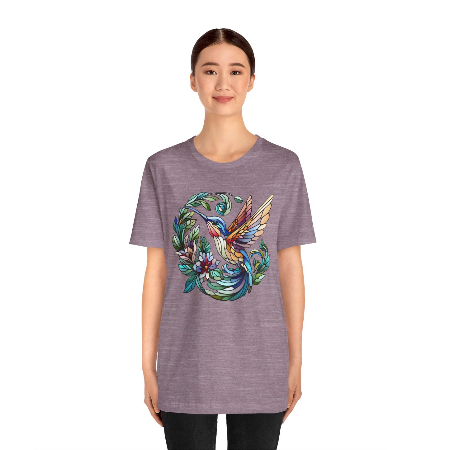 Stained Glass Hummingbird Tee – Vibrant Nature Shirt