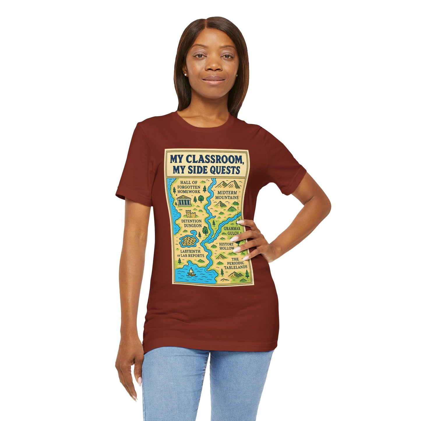 My Classroom, My Side Quests T-Shirt – RPG Map Tee for Teachers