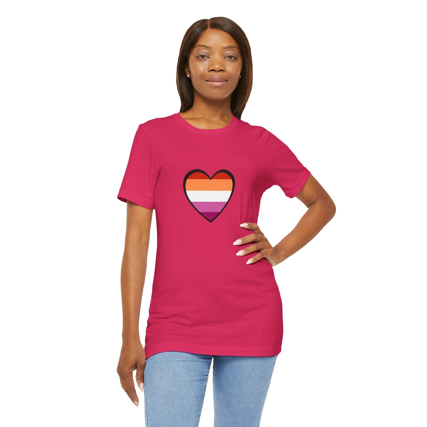 Lesbian Pride Flag Heart T-Shirt – Bold LGBTQ+ Graphic Tee - WhimSpin - https://whimspin.com