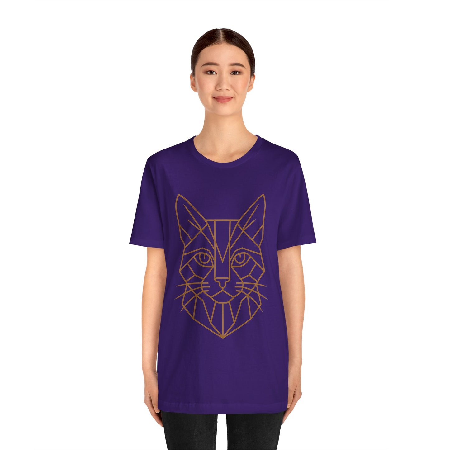 Geometric Cat T-Shirt – Minimalist Line Art Tee - WhimSpin - https://whimspin.com